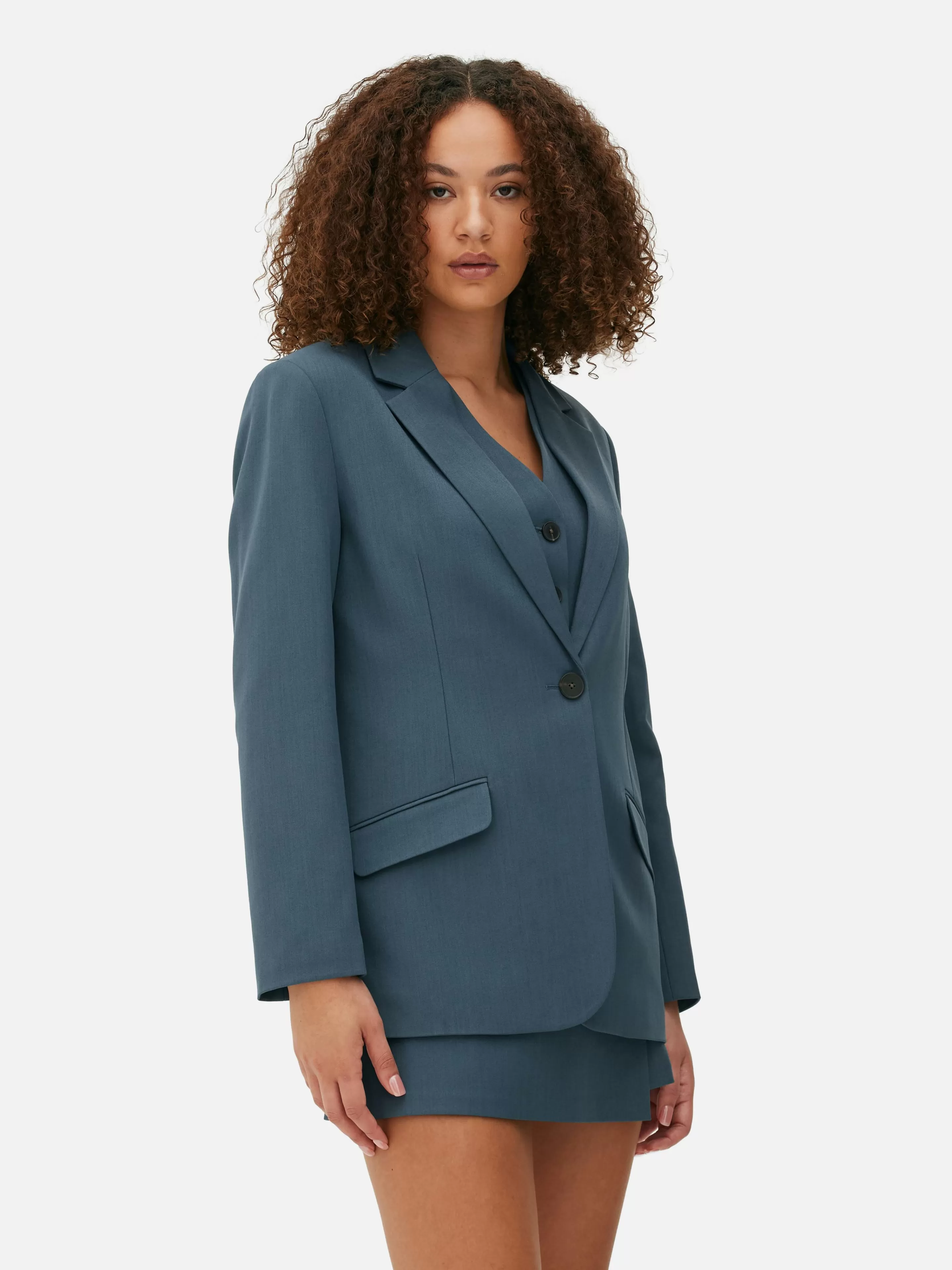 Blazers*Primark Blazer Traçado Conjunto Coordenado Azul-escuro