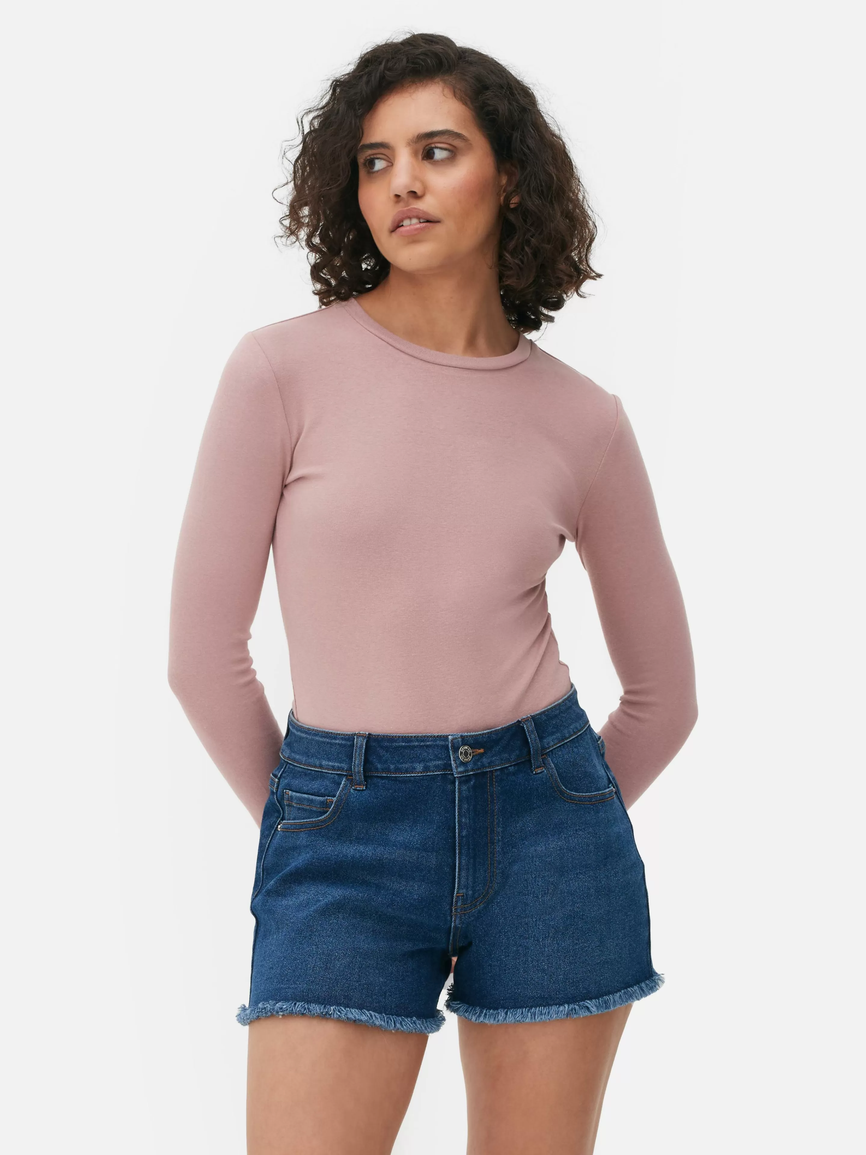 Tops E T-Shirts*Primark Body Canelado Toque Suave Rosa-pálido