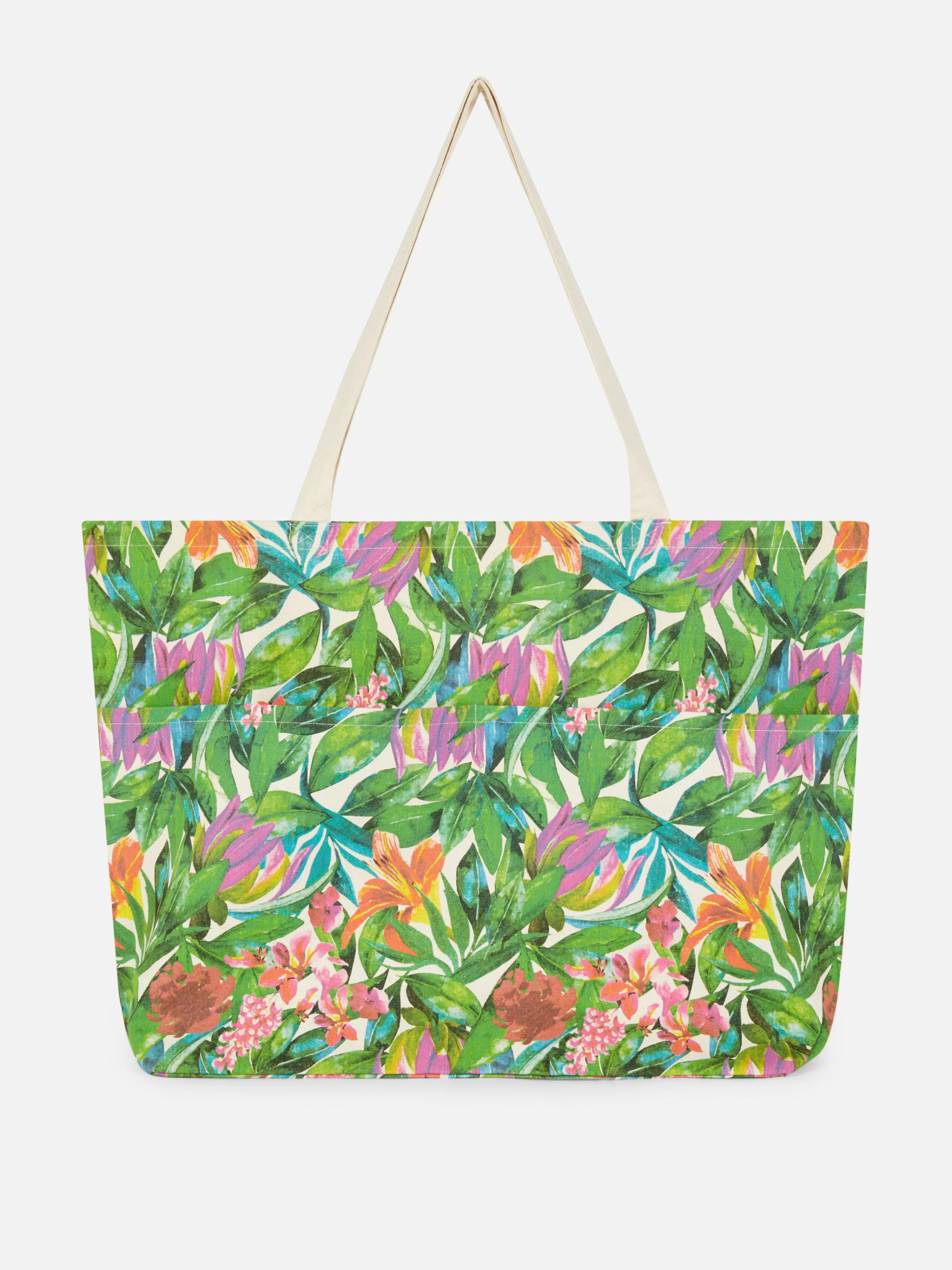 Acessórios De Viagem*Primark Bolsa Shopper Grande Padrão Floral Verde