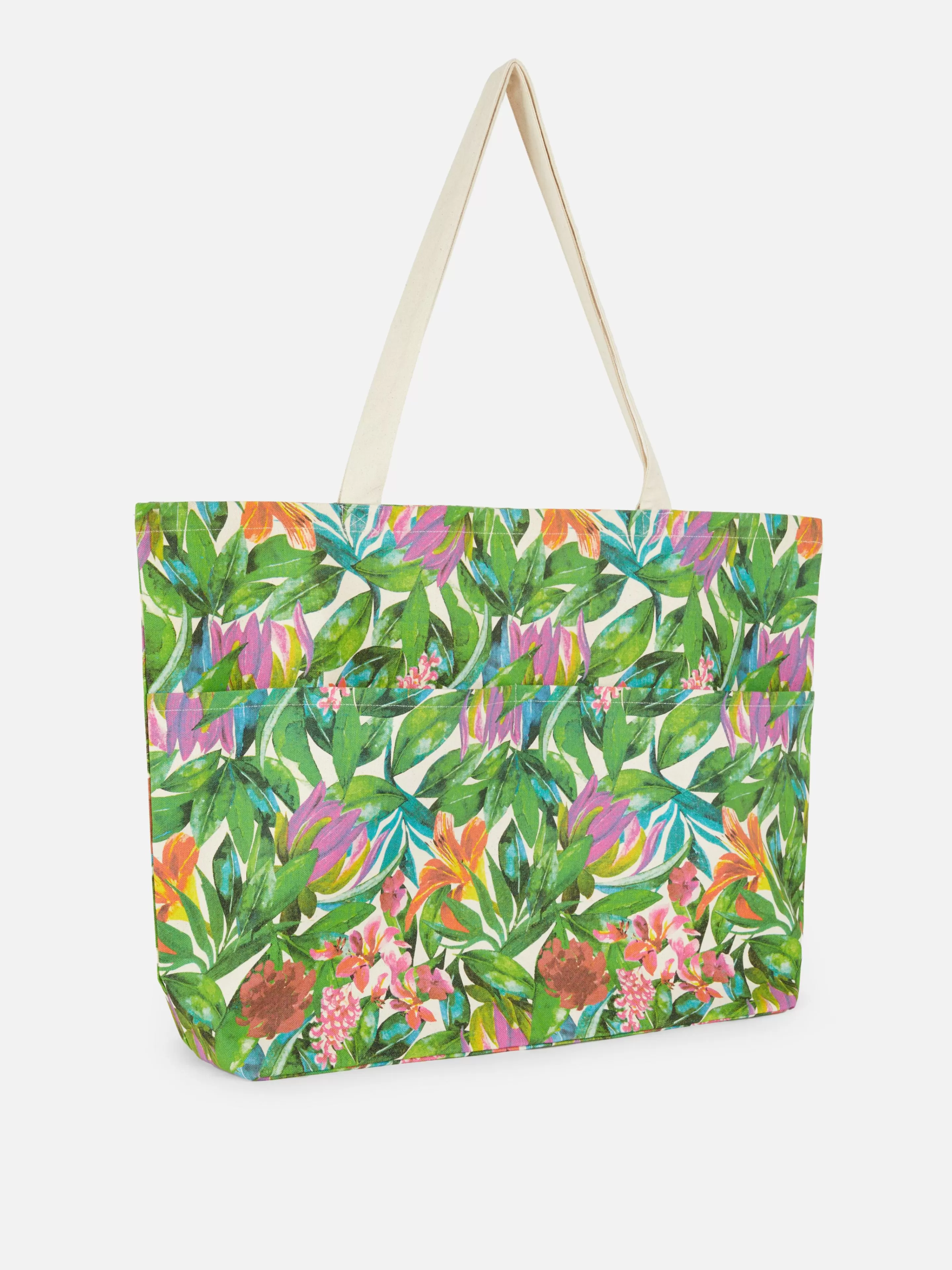 Acessórios De Viagem*Primark Bolsa Shopper Grande Padrão Floral Verde