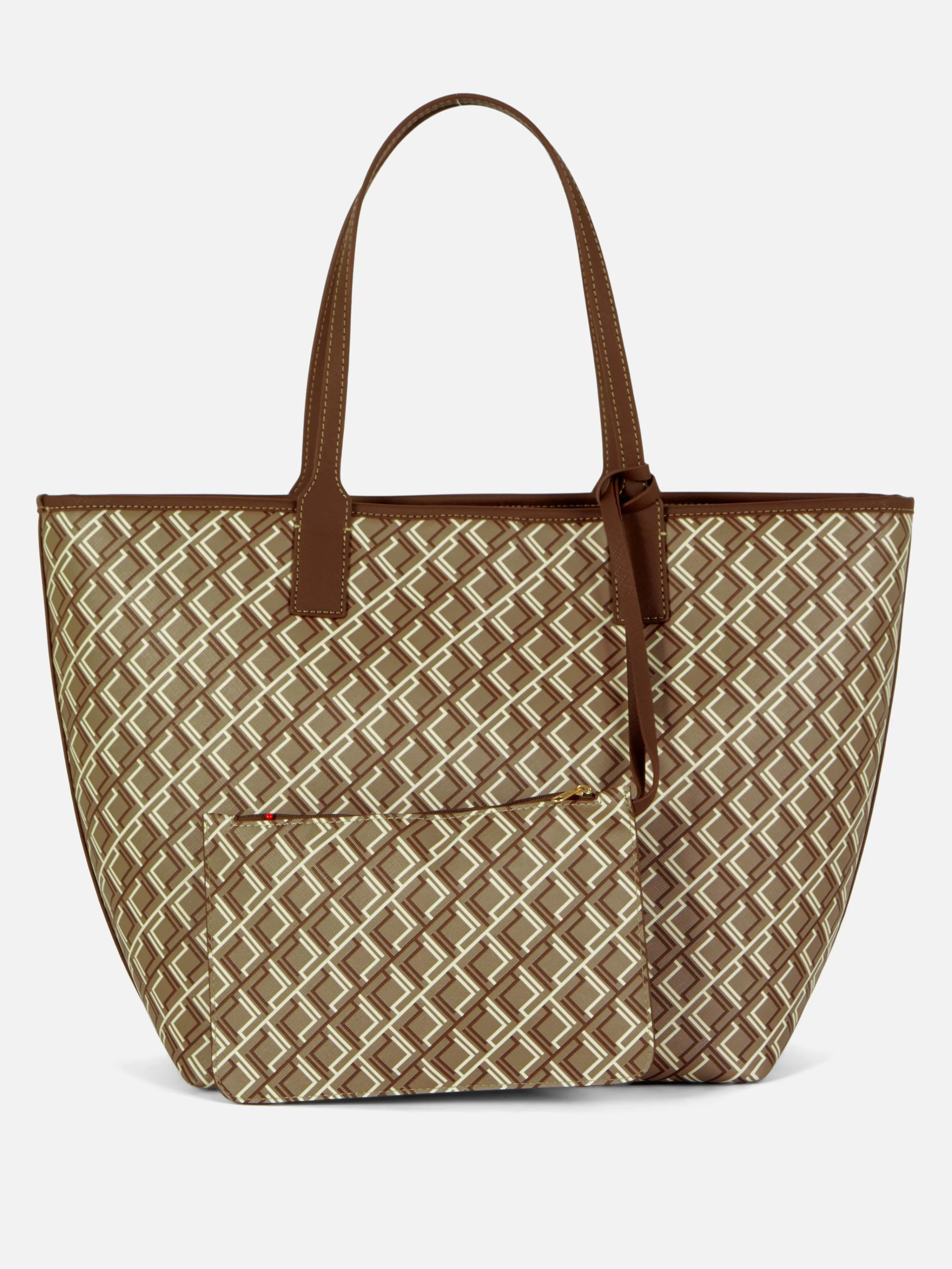 Malas E Carteiras*Primark Bolsa Shopper Monograma Grande Chocolate