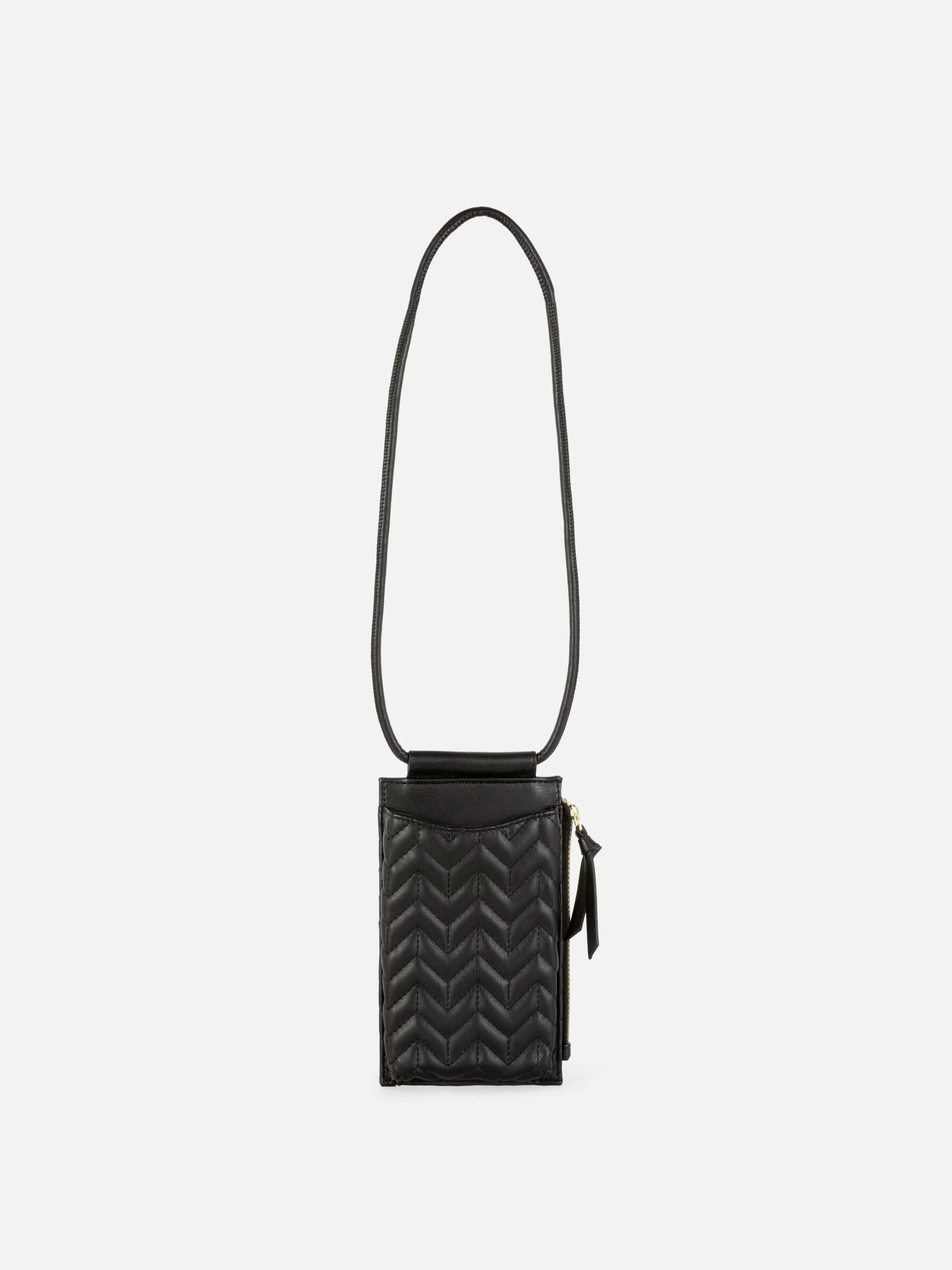 Malas E Carteiras*Primark Bolsa Telemóvel Fecho Acolchoada Padrão Chevron Preto