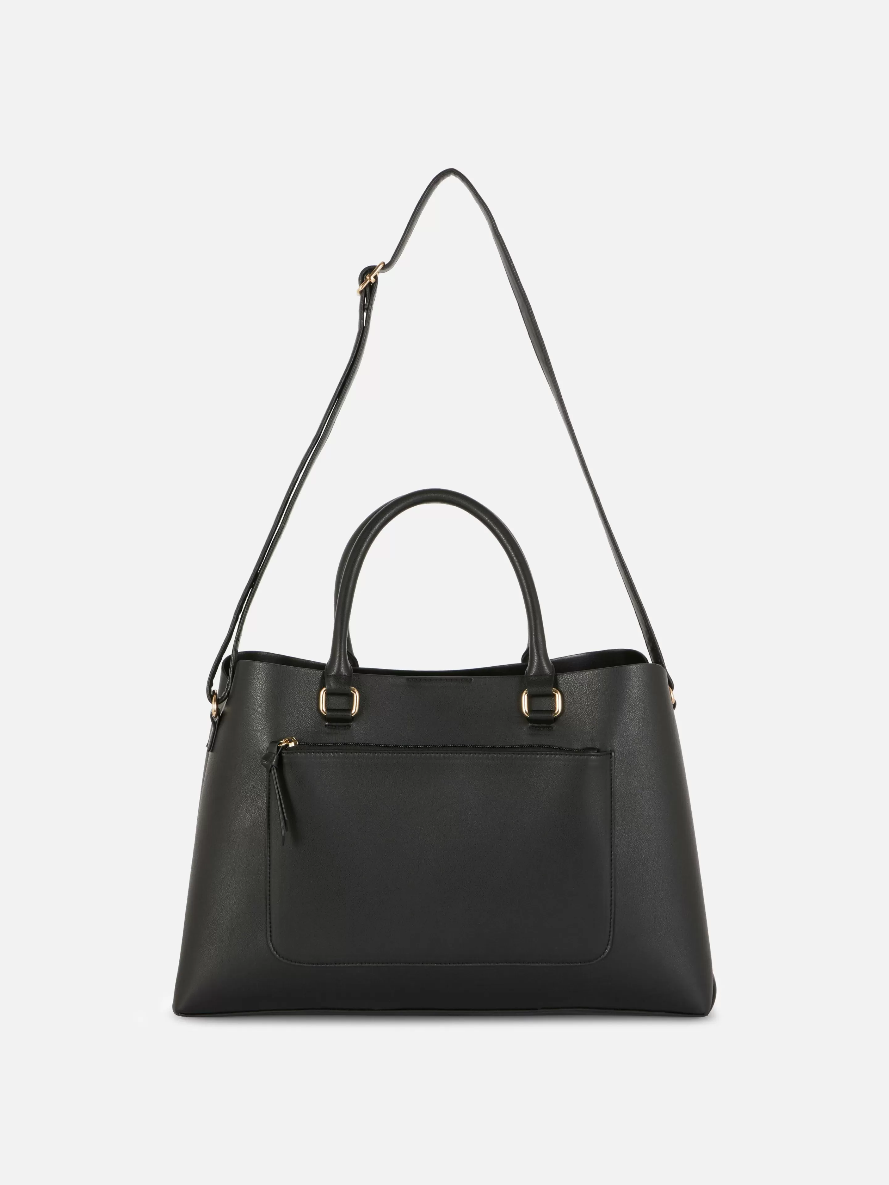 Malas E Carteiras*Primark Bolsa Tote Imitação Pele Bolso Fecho Correr Preto