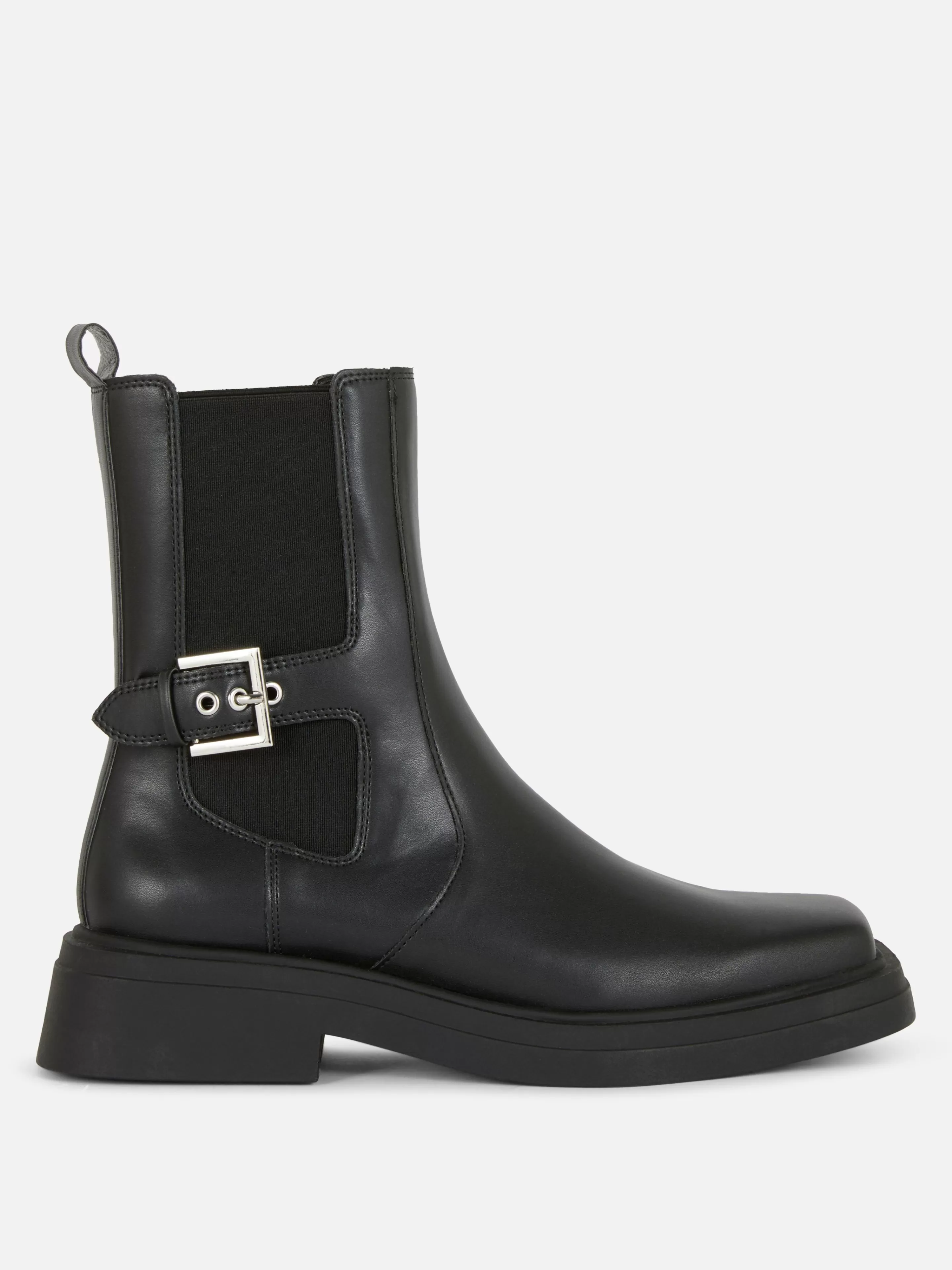 Botas*Primark Bota SChelsea Imitação Pele Biqueira Quadrada Preto