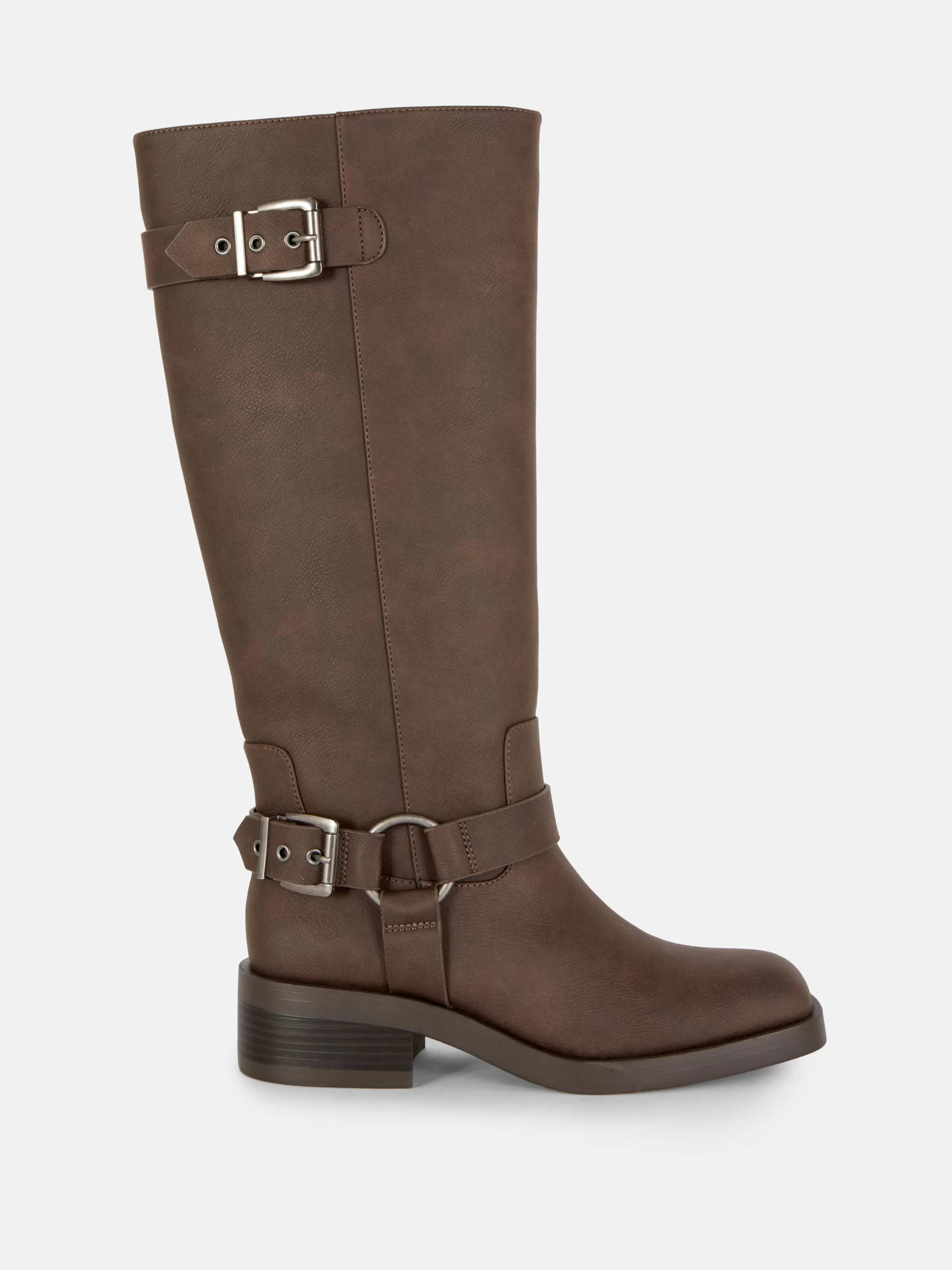 Botas*Primark Botas Estilo Motard Biqueira Quadrada Chocolate