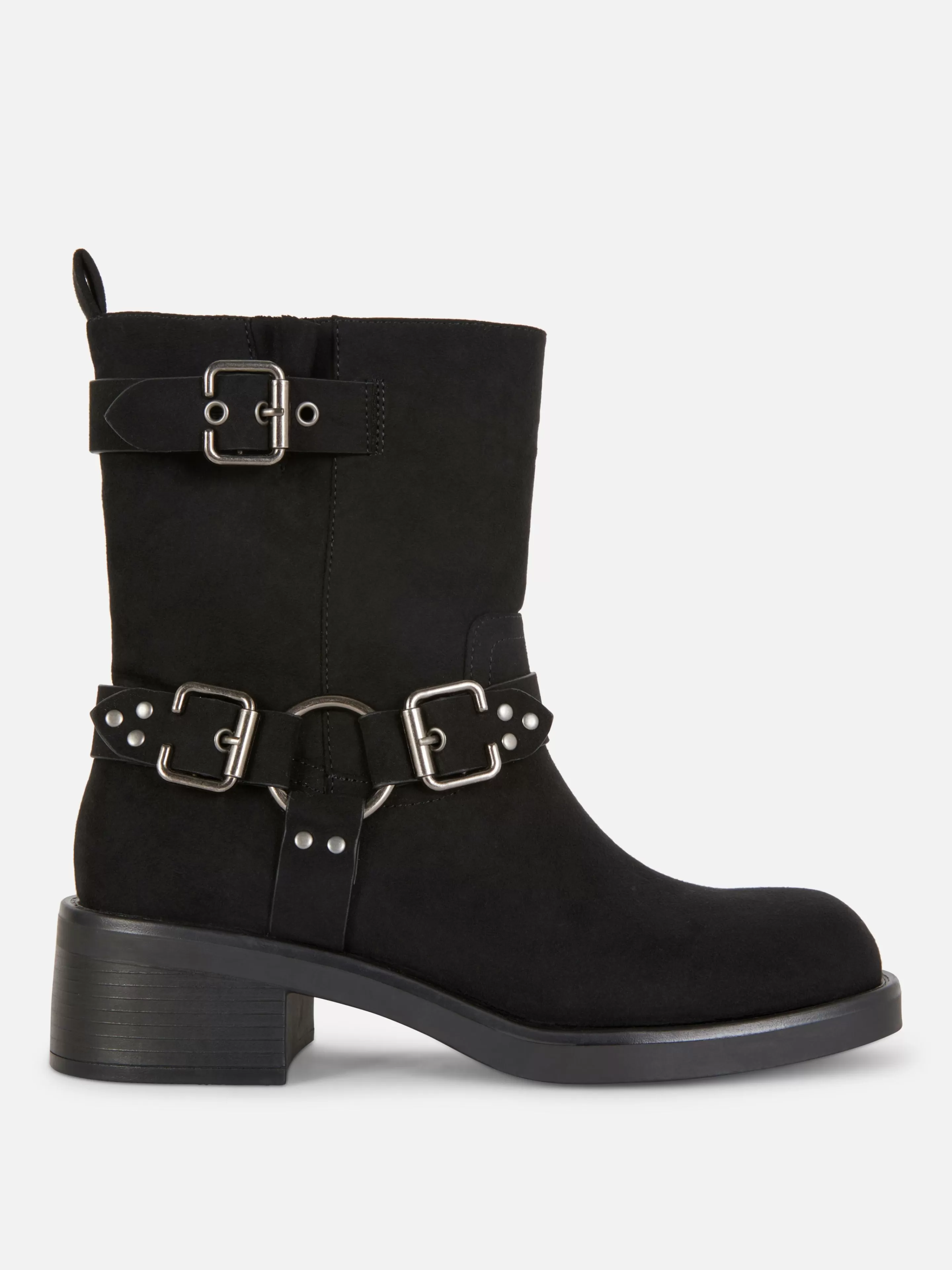 Botas*Primark Botas Estilo Motard Imitação Camurça Preto