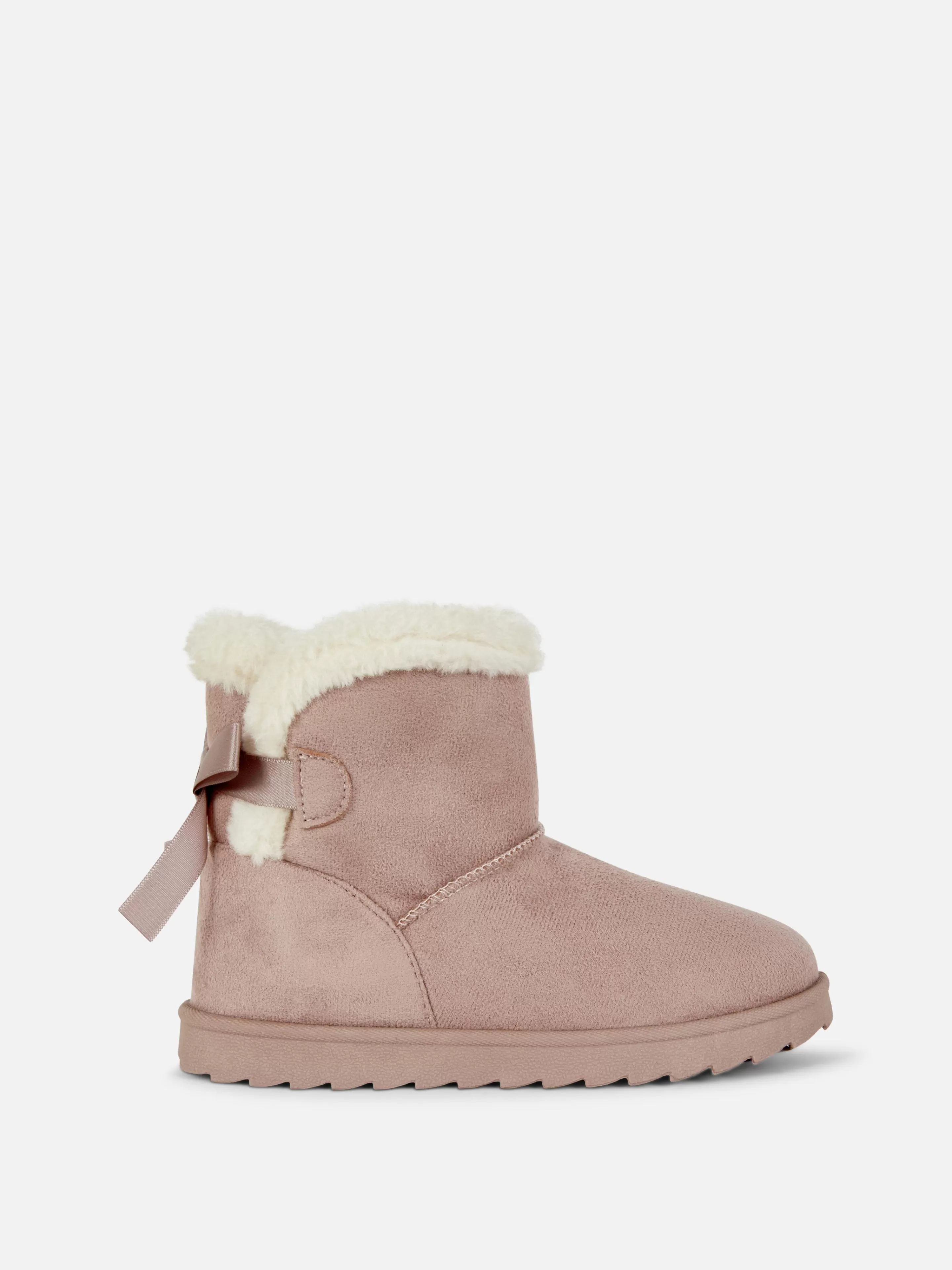 Botas E Galochas*Primark Botas Forro Pelúcia Laço Atrás Cor-de-rosa