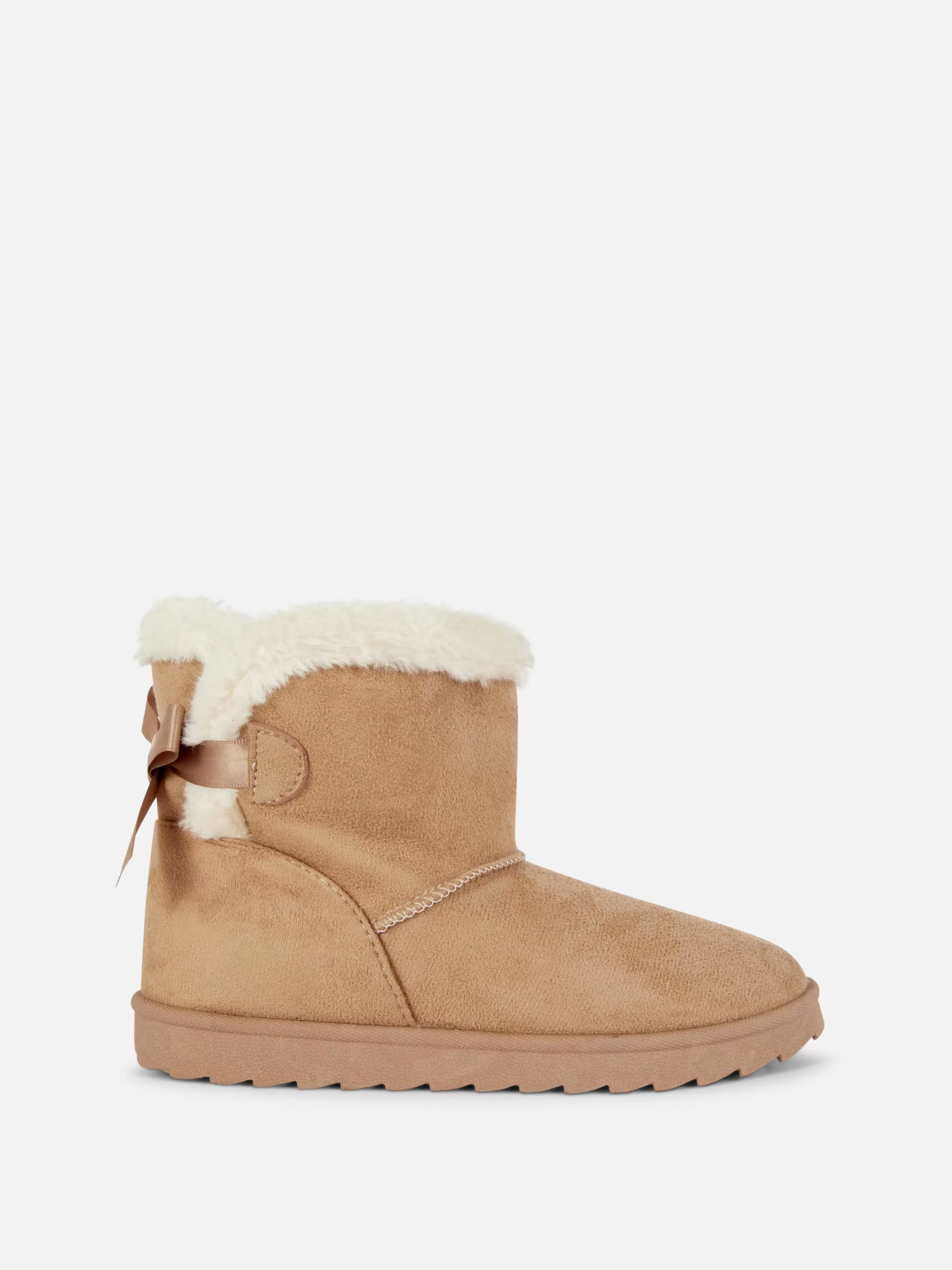 Botas E Galochas*Primark Botas Imitação Pelo Detalhe Laço Bege