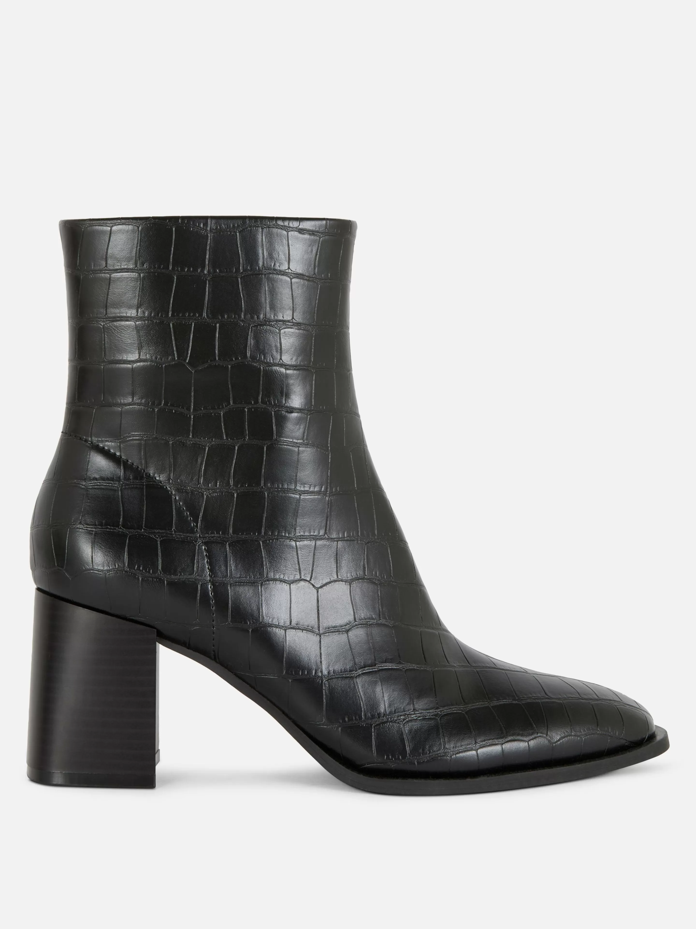 Botas*Primark Botas Salto Imitação Pele Efeito Crocodilo Preto