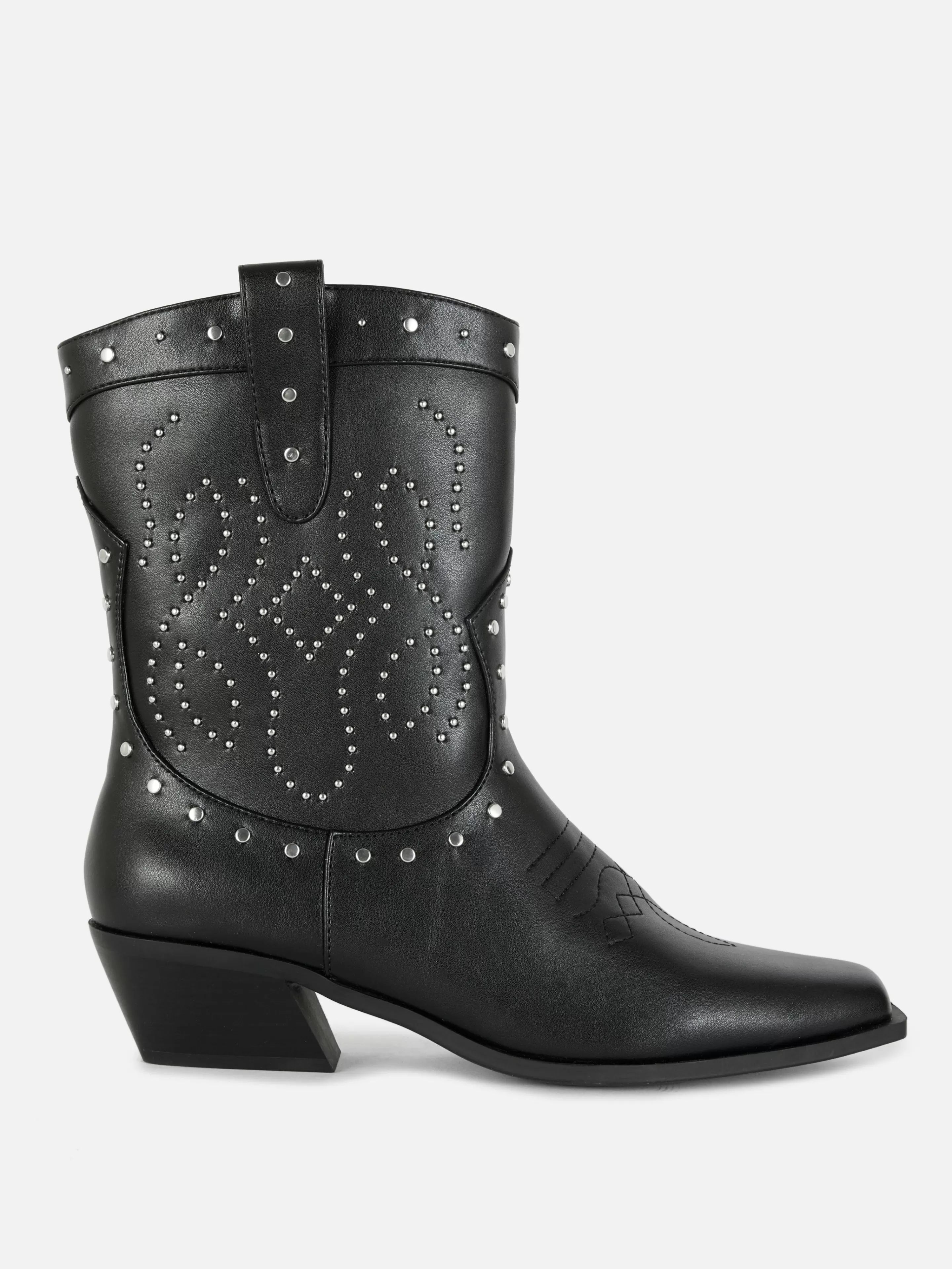 Botas*Primark Botins Estilo Vcowboy Tachas Preto