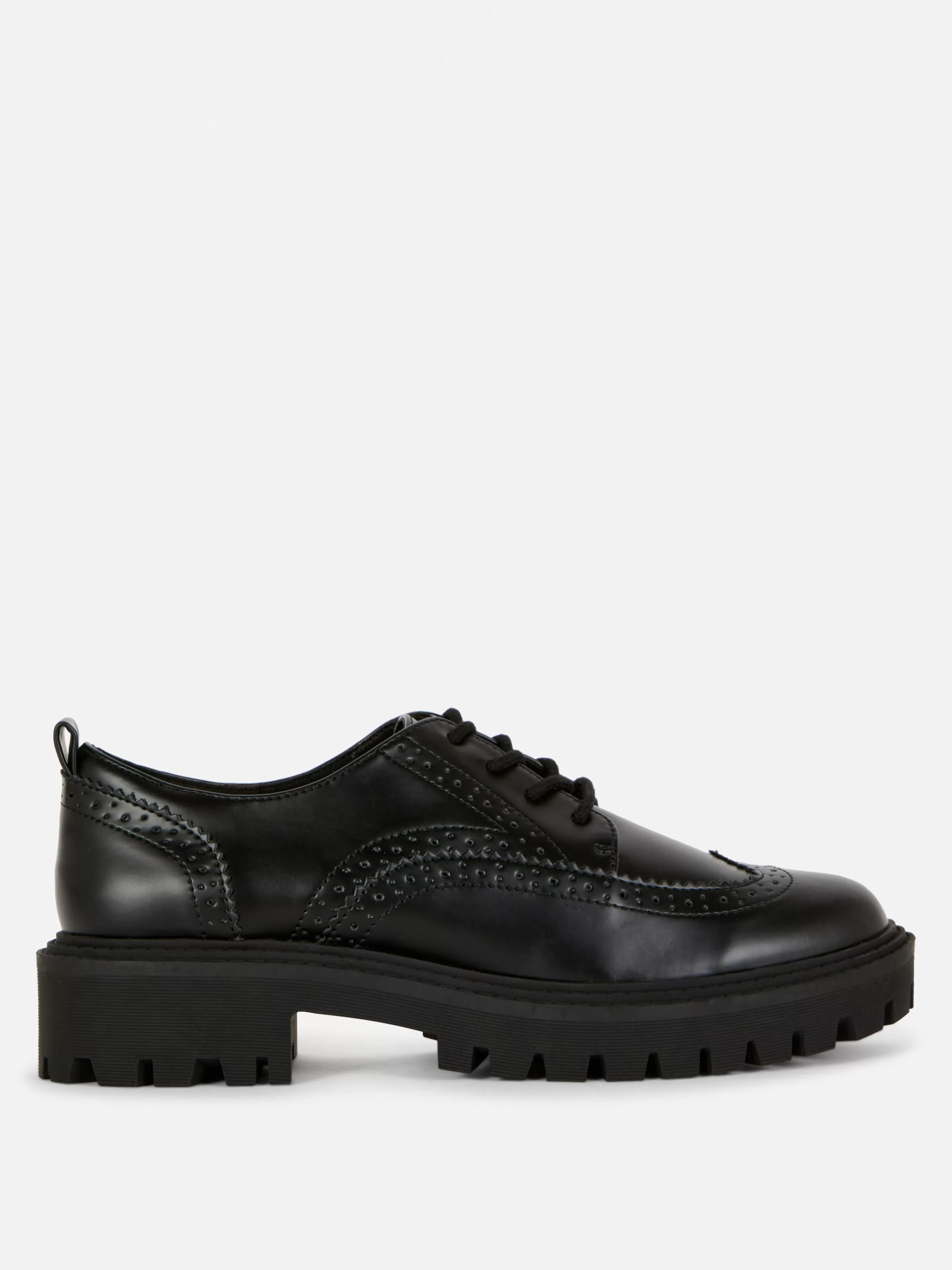 Sapatos Rasos*Primark Brogues Atacadores Sola Grossa Preto