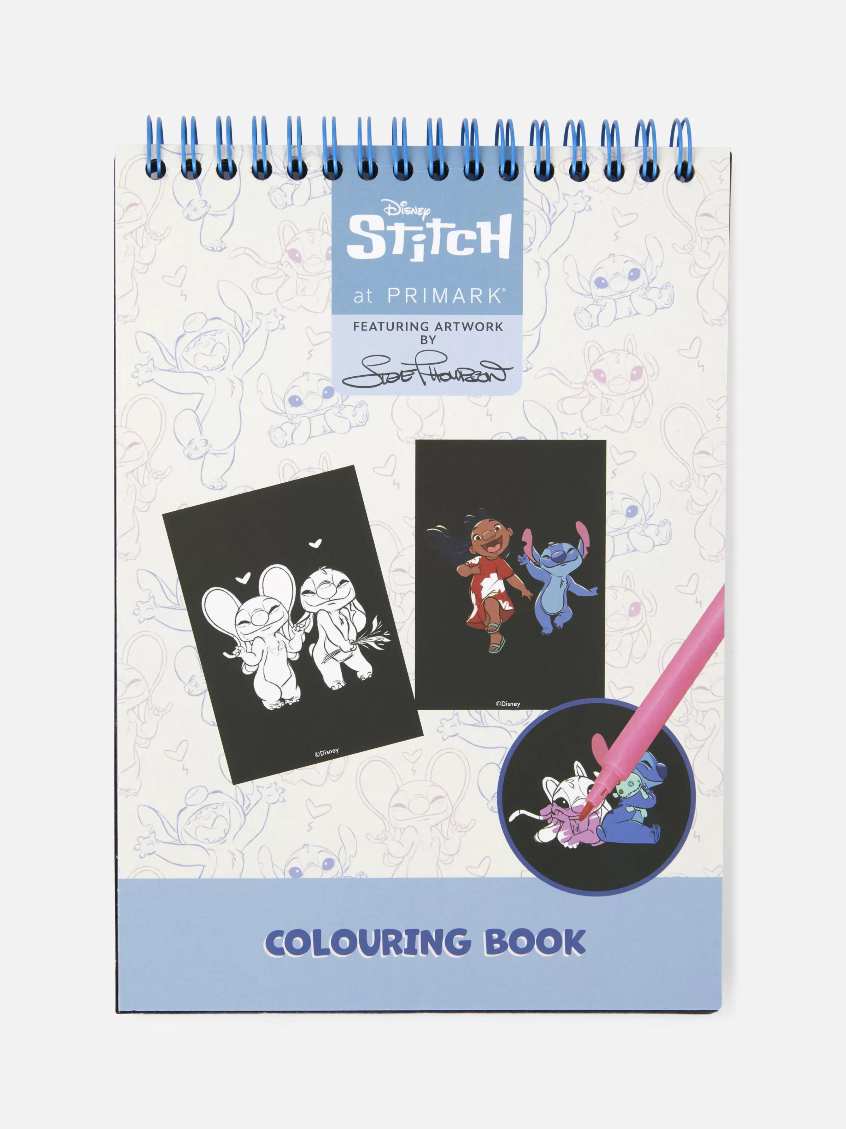 Trabalhos Manuais*Primark Caderno Colorir Veludo Disney Stitch Cor-de-rosa