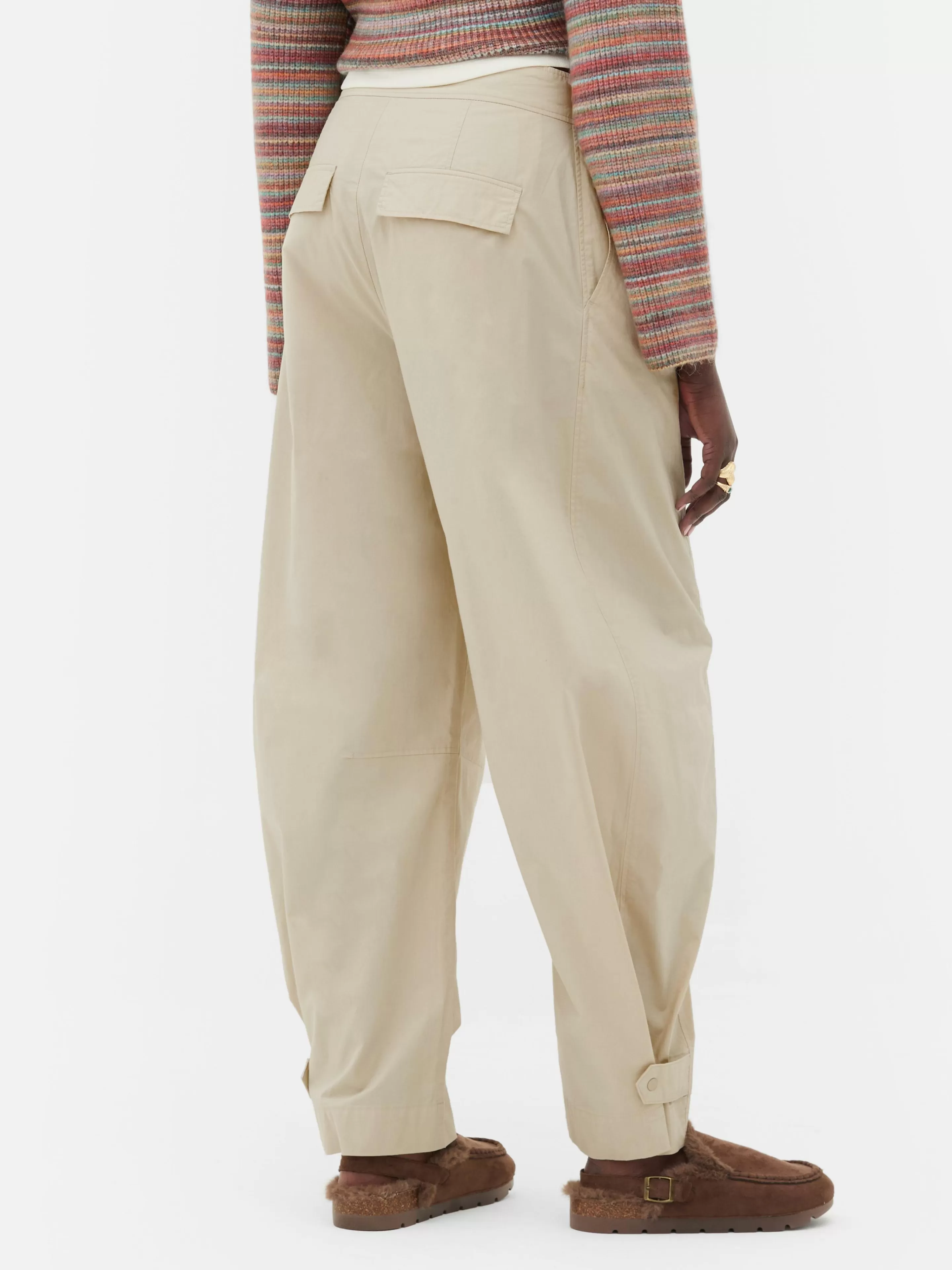 Calças E Leggings*Primark Calças Corte Barrel Utilitárias Rita Ora Pedra
