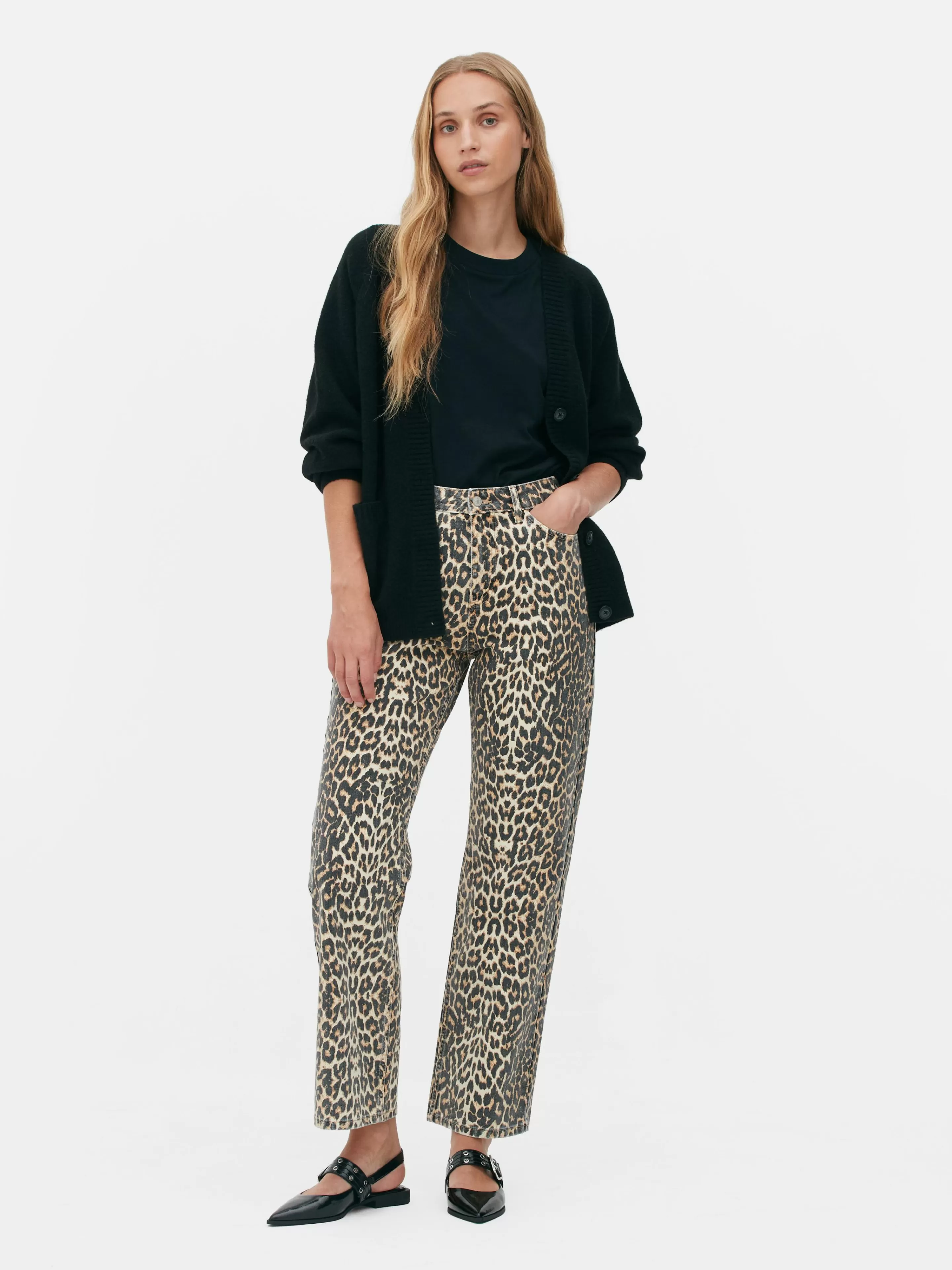 Calças De Ganga*Primark Calças Ganga Estampado Leopardo Castanho