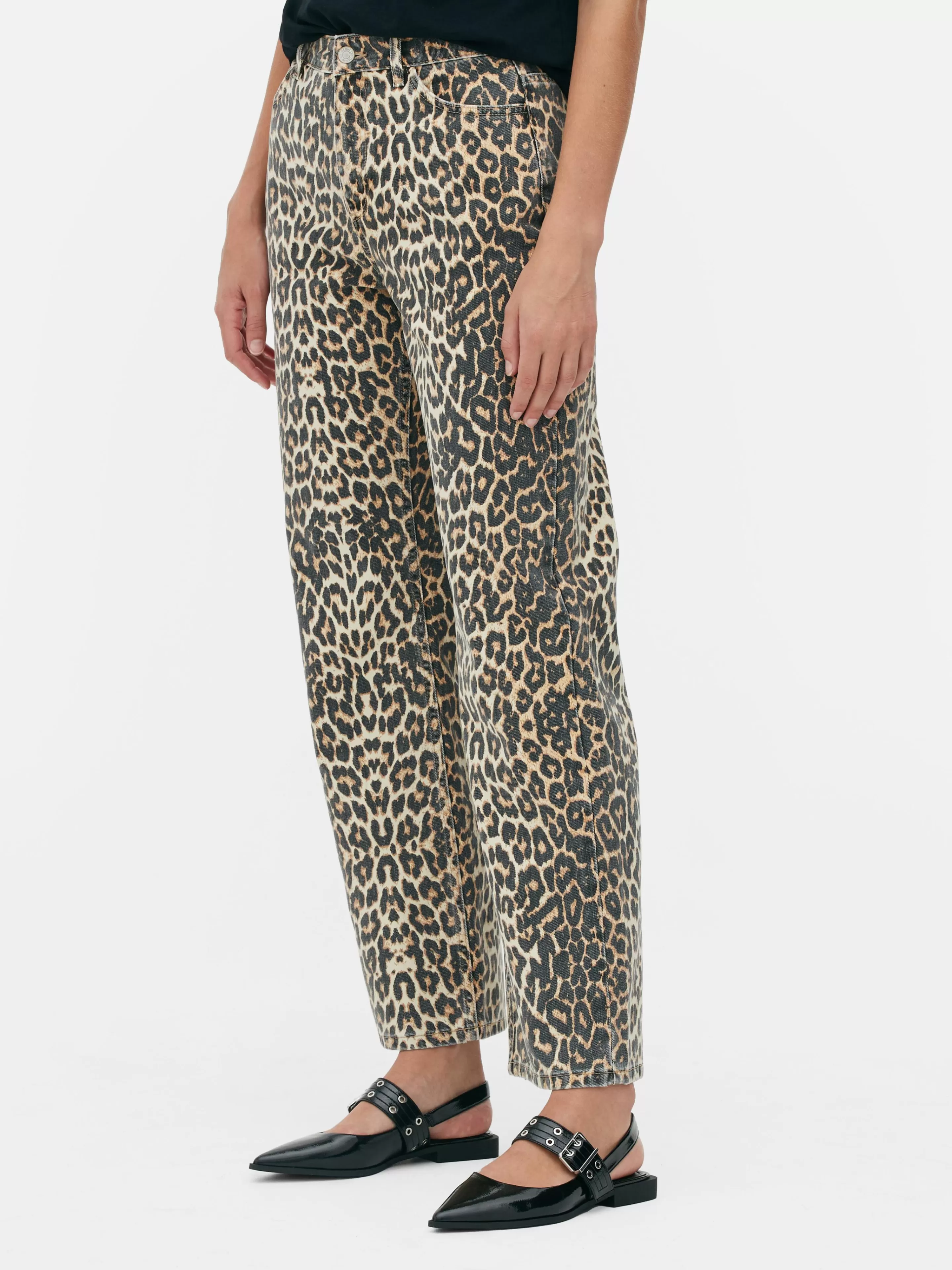 Calças De Ganga*Primark Calças Ganga Estampado Leopardo Castanho