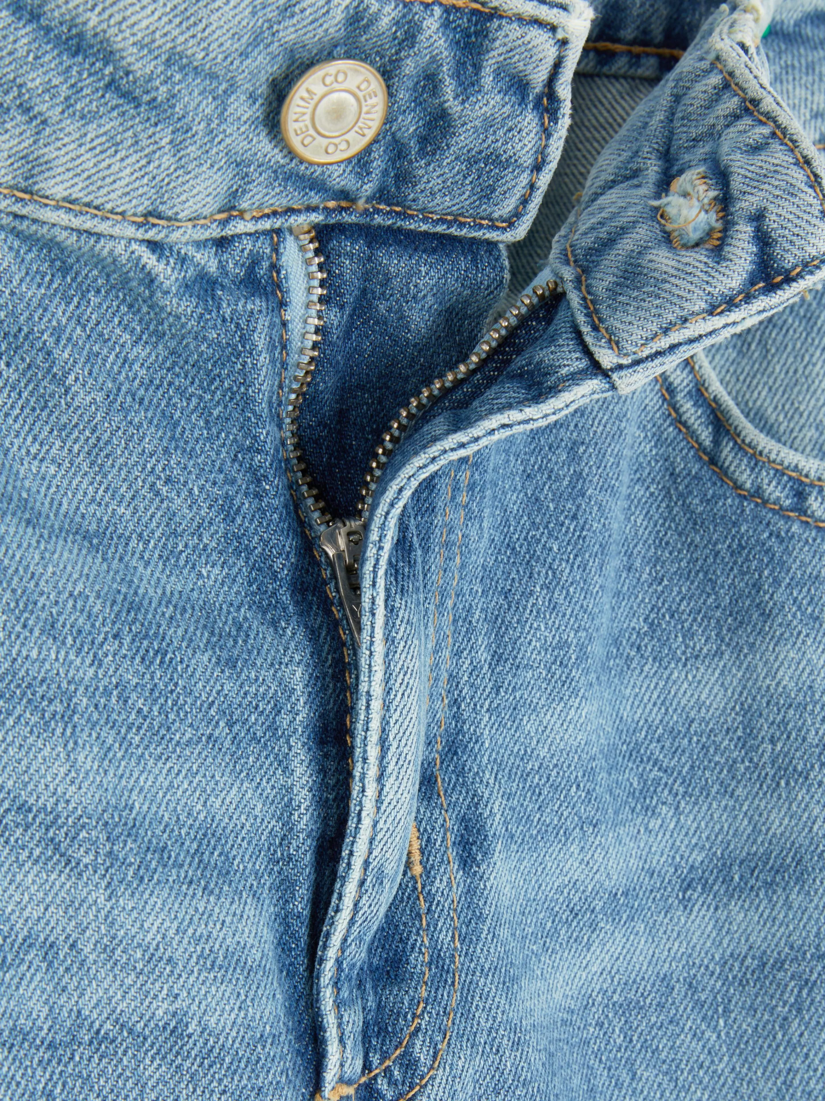 Calças De Ganga*Primark Calças Ganga Rígidas Corte Boca Sino Rasgões Azul-claro