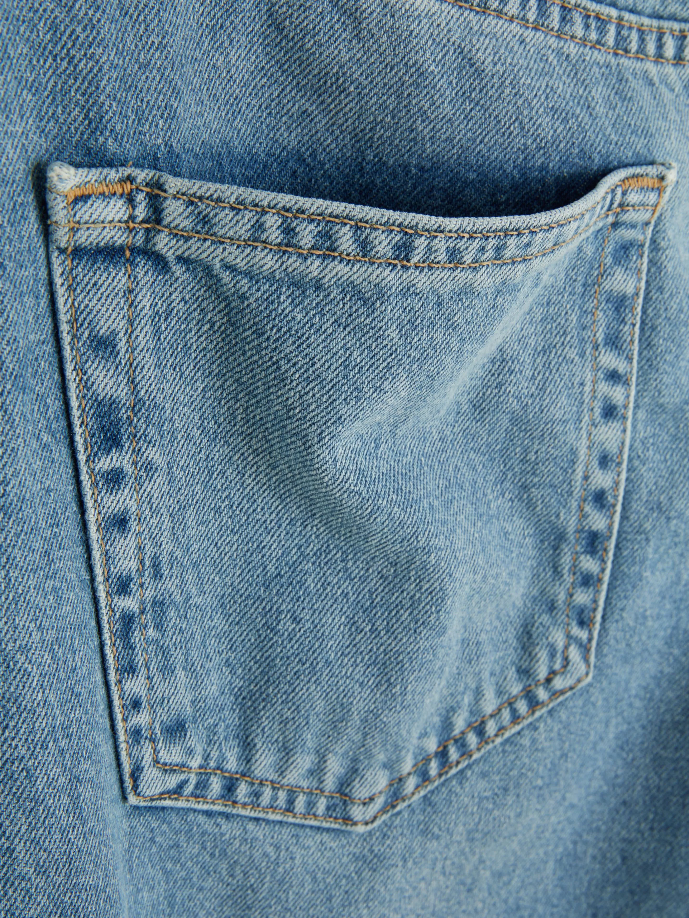 Calças De Ganga*Primark Calças Ganga Rígidas Corte Boca Sino Rasgões Azul-claro