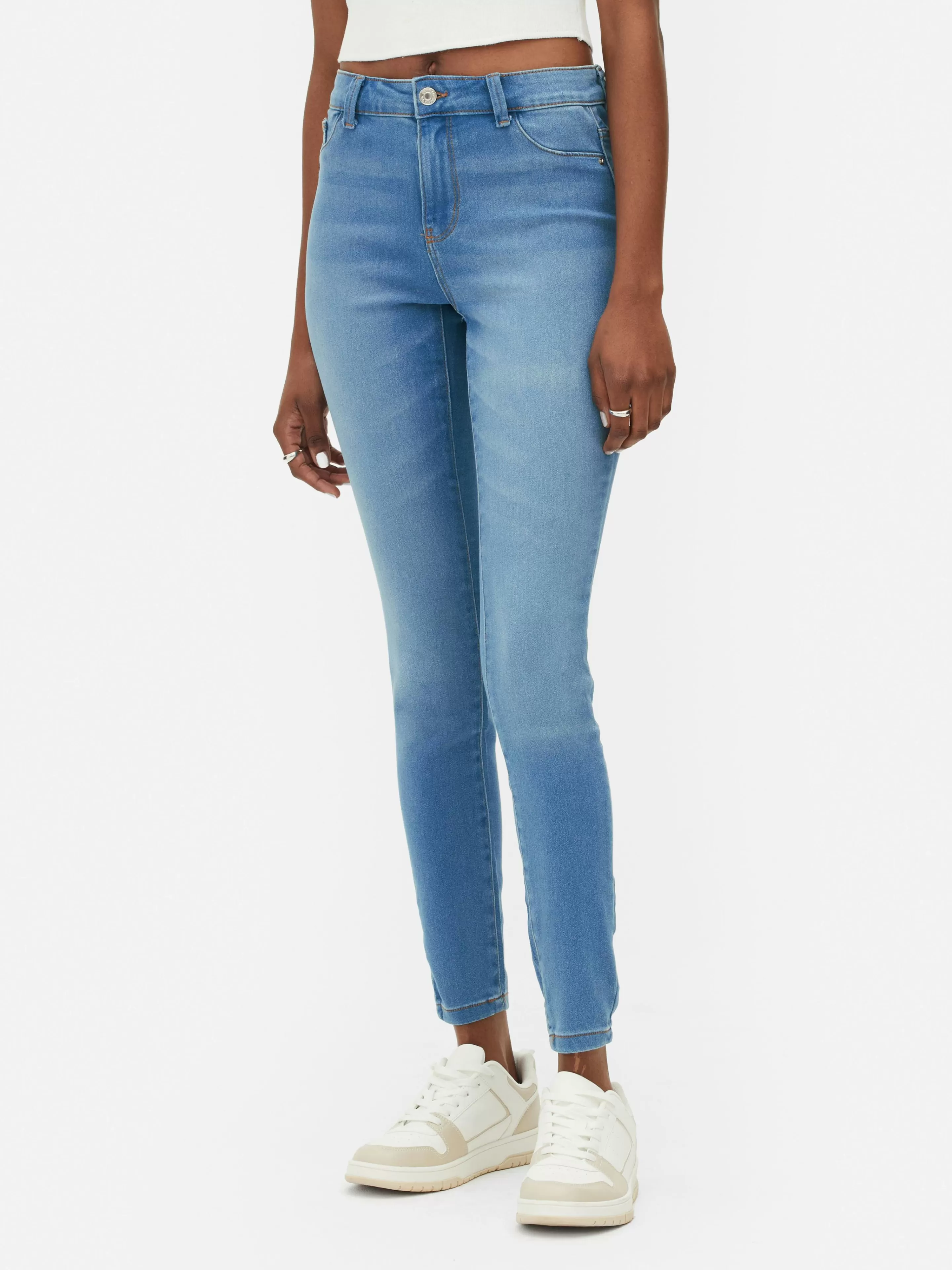 Ganga | Calças De Ganga*Primark Calças Ganga Skinny Básicas Cintura Média Azul-médio