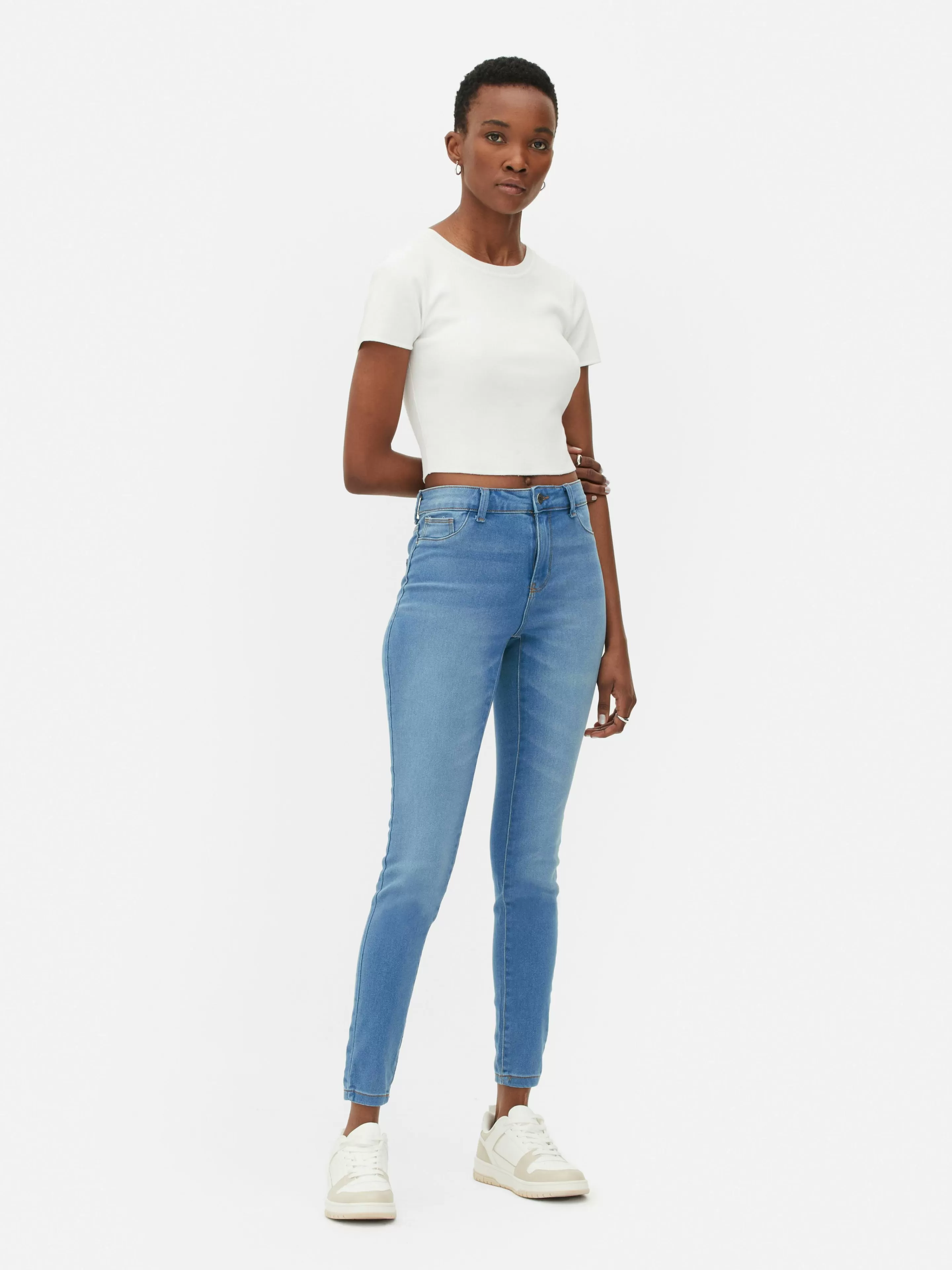 Ganga | Calças De Ganga*Primark Calças Ganga Skinny Básicas Cintura Média Azul-médio