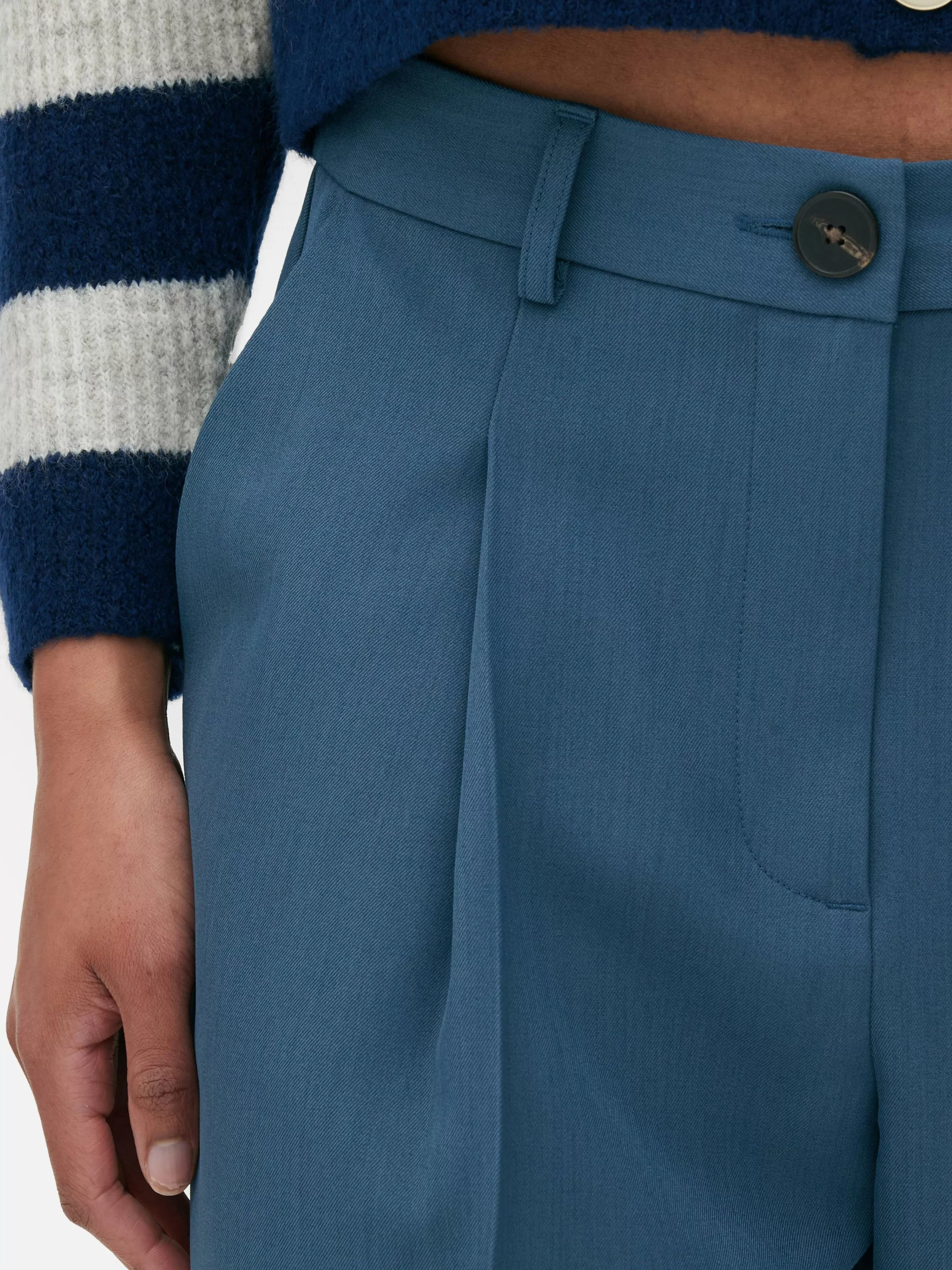Calças E Leggings*Primark Calças Medida Corte Perna Direita Conj. Coordenado Azul-escuro