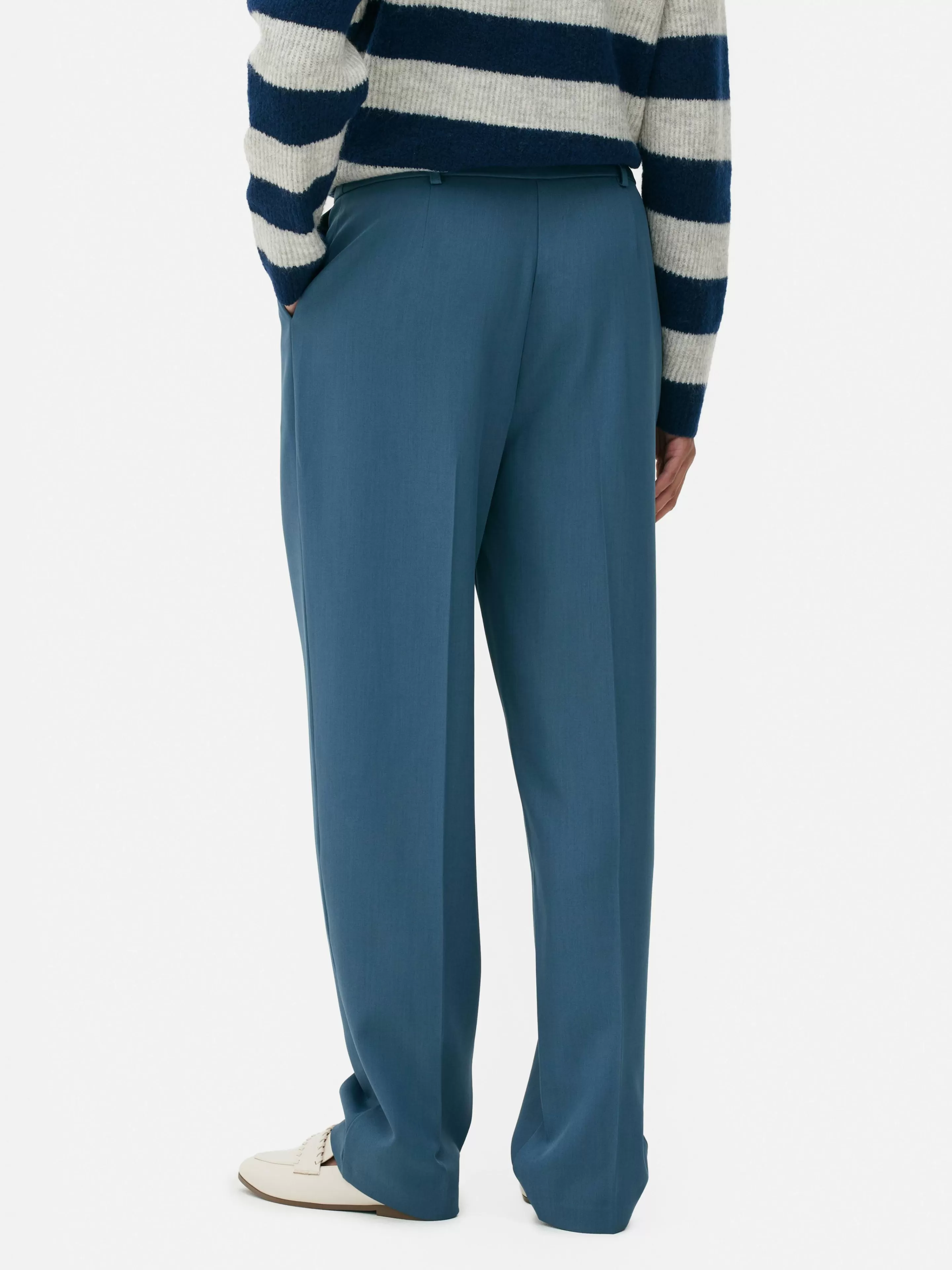 Calças E Leggings*Primark Calças Medida Corte Perna Direita Conj. Coordenado Azul-escuro