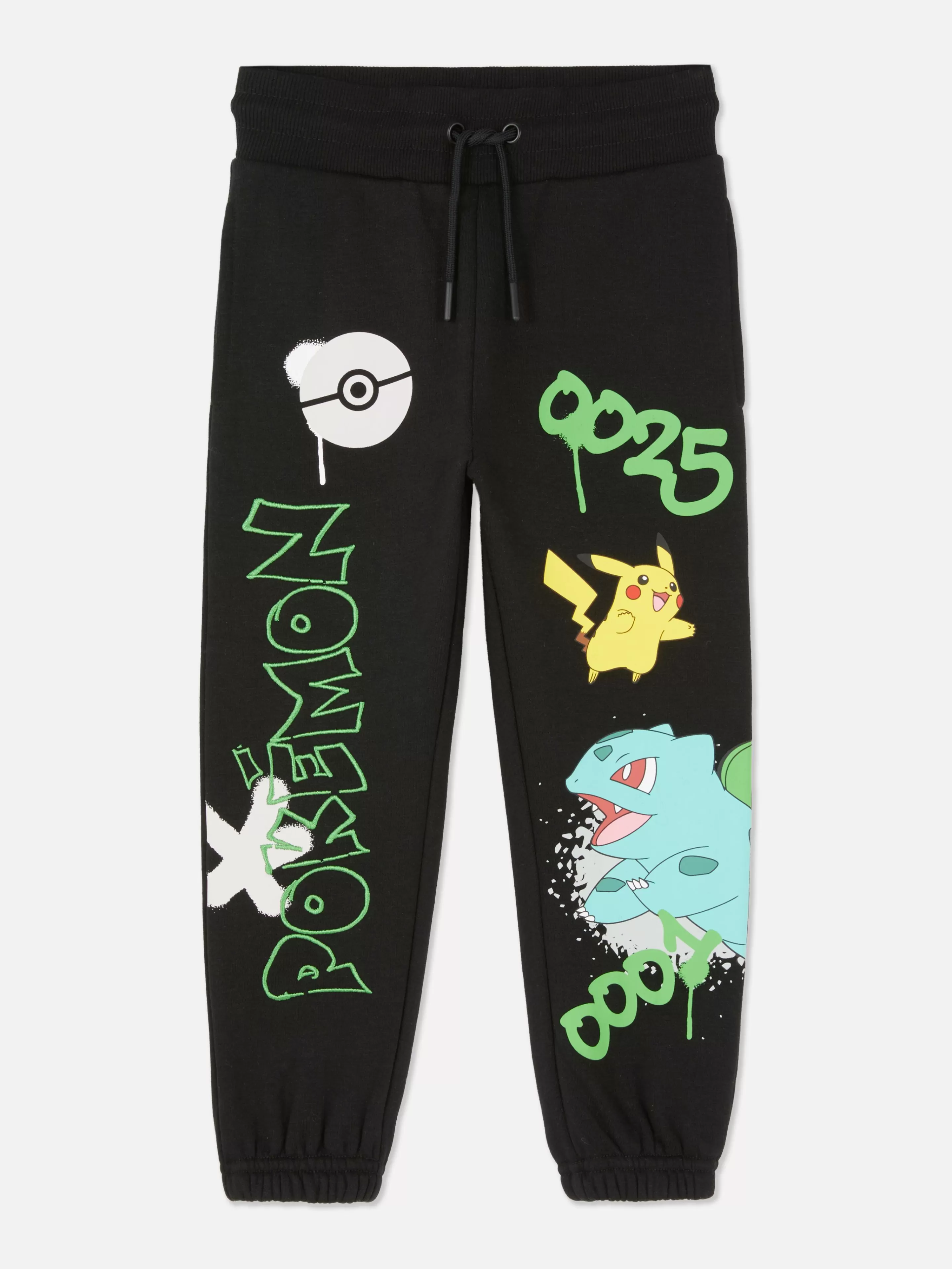 Calças De Treino*Primark Calças Treino Coord. Cordão Pokémon Preto