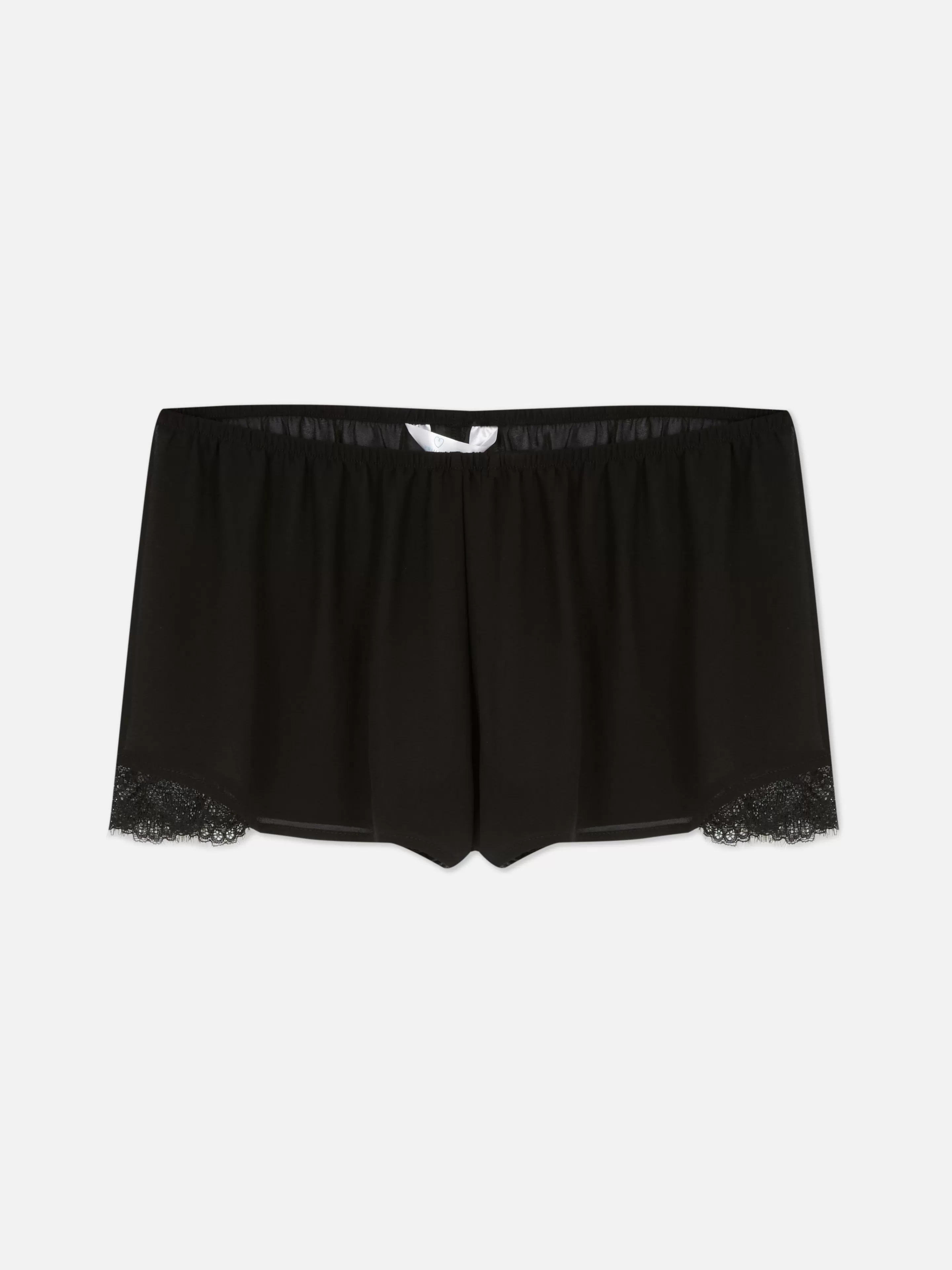 Calças De Pijama*Primark Calções Pijama Rebordo Renda/malha Transparente Preto