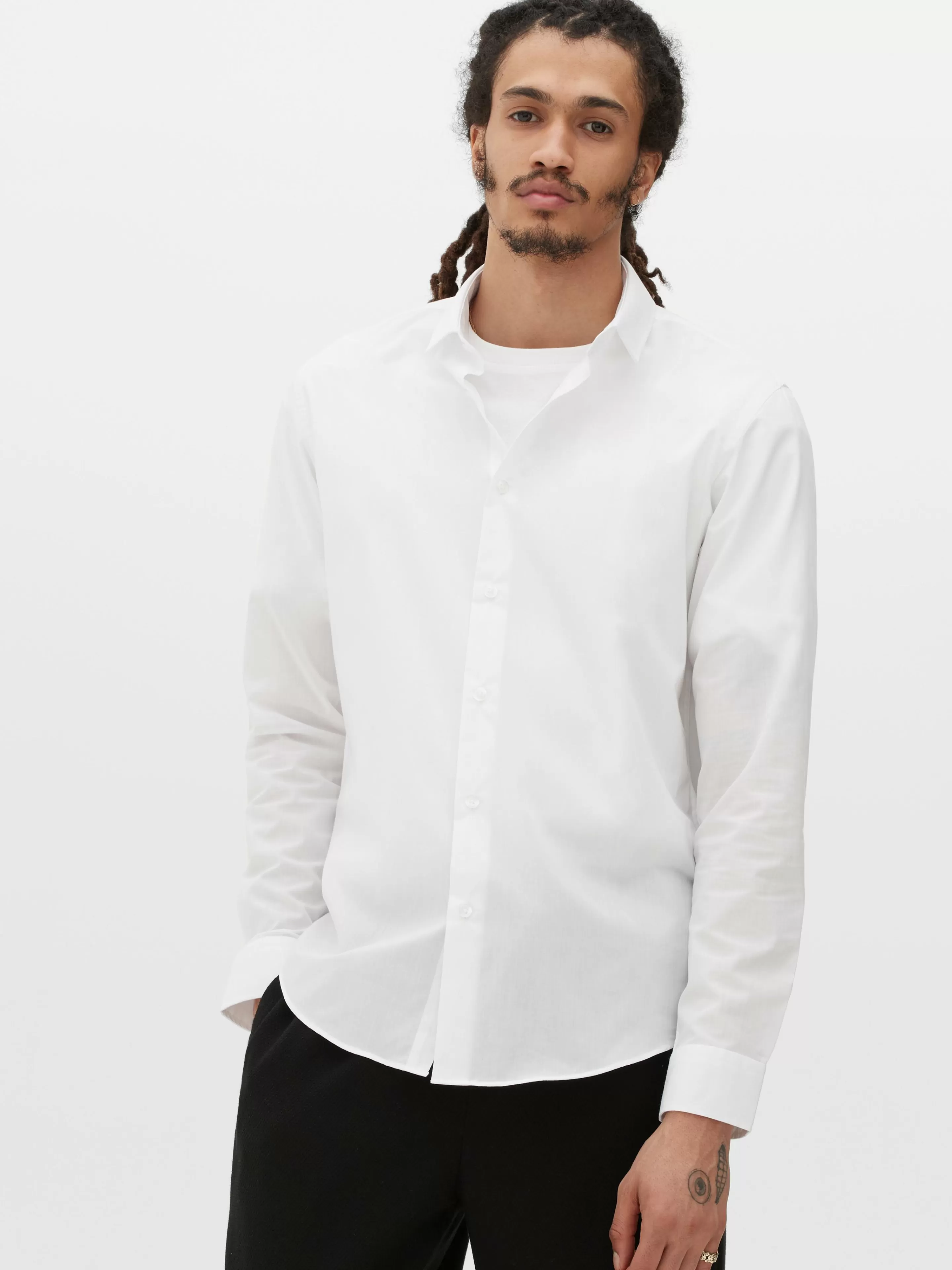 Camisas*Primark Camisa Manga Comprida Corte Regular Branco