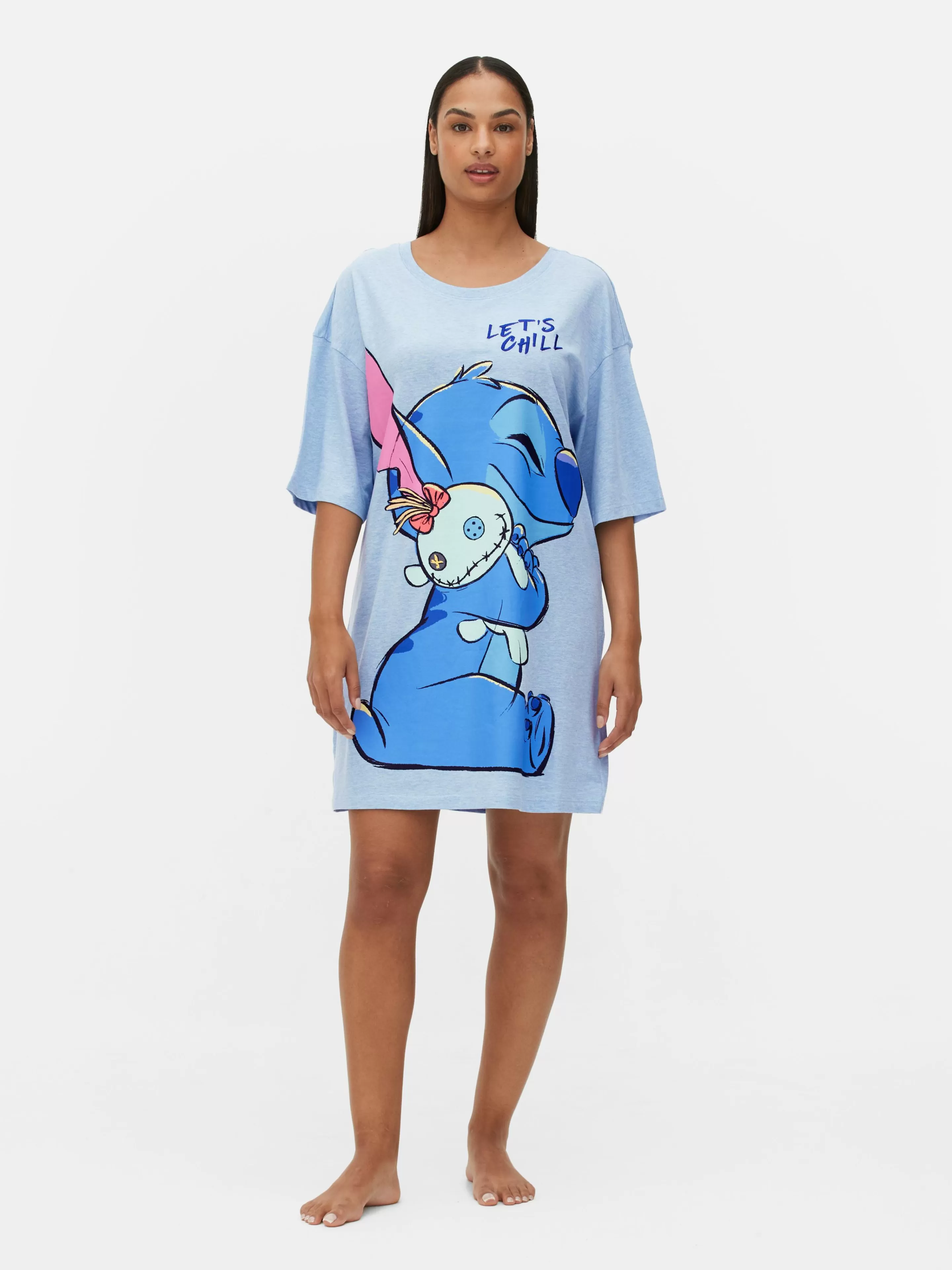 Camisas De Noite E Camisas De Dormir*Primark Camisa Noite Disney Stitch & Scrump Azul-claro