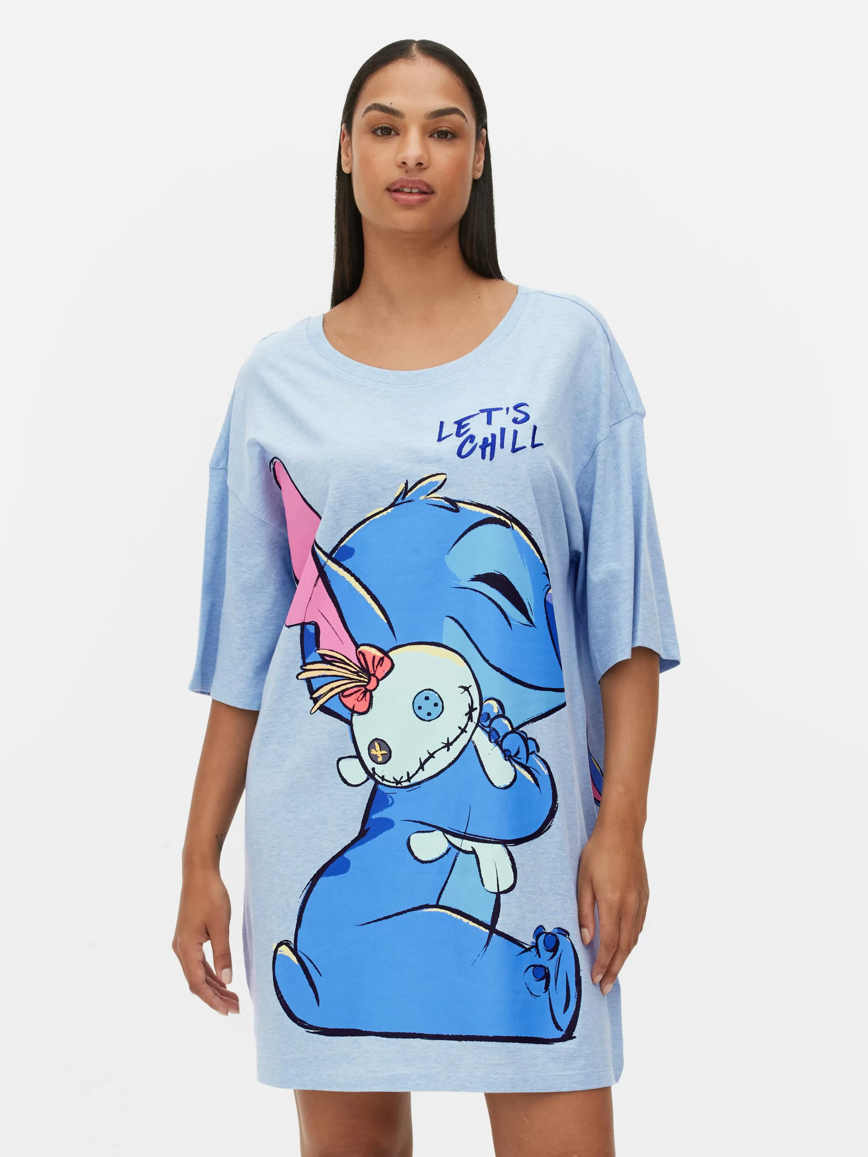 Camisas De Noite E Camisas De Dormir*Primark Camisa Noite Disney Stitch & Scrump Azul-claro