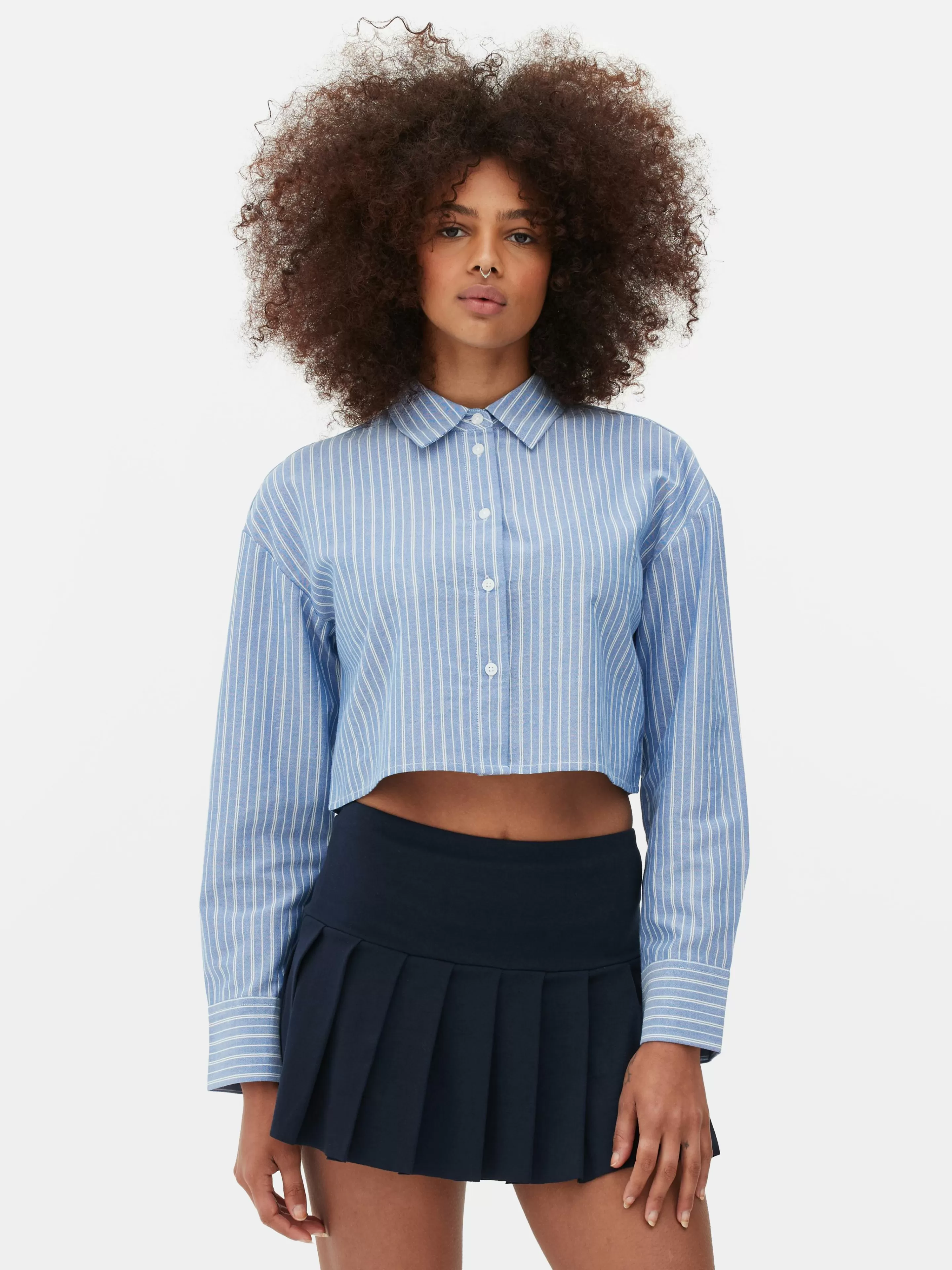 Camisas E Blusas*Primark Camisa Oxford Curta Azul