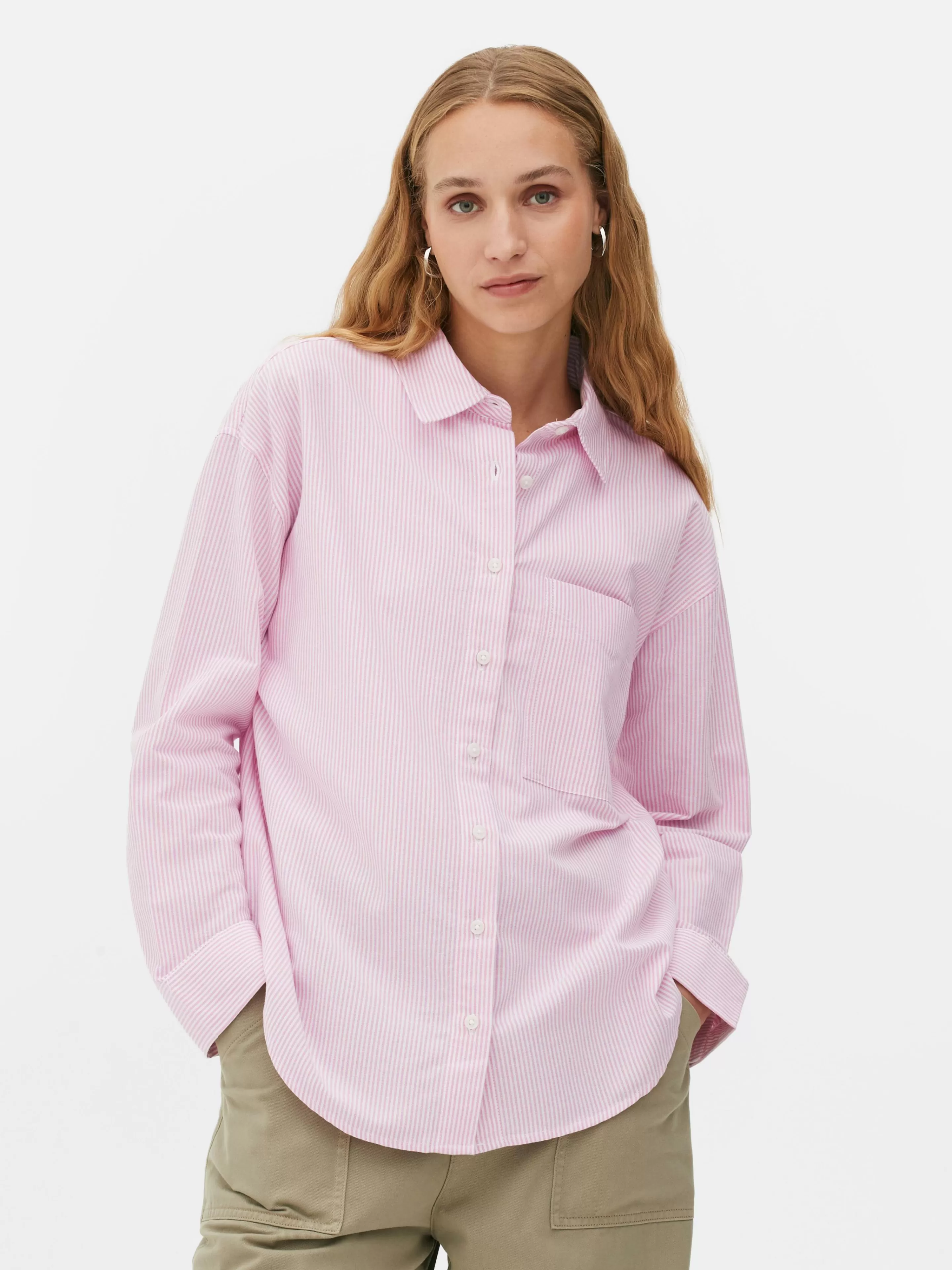 Camisas E Blusas*Primark Camisa Oxford Riscas Cor-de-rosa