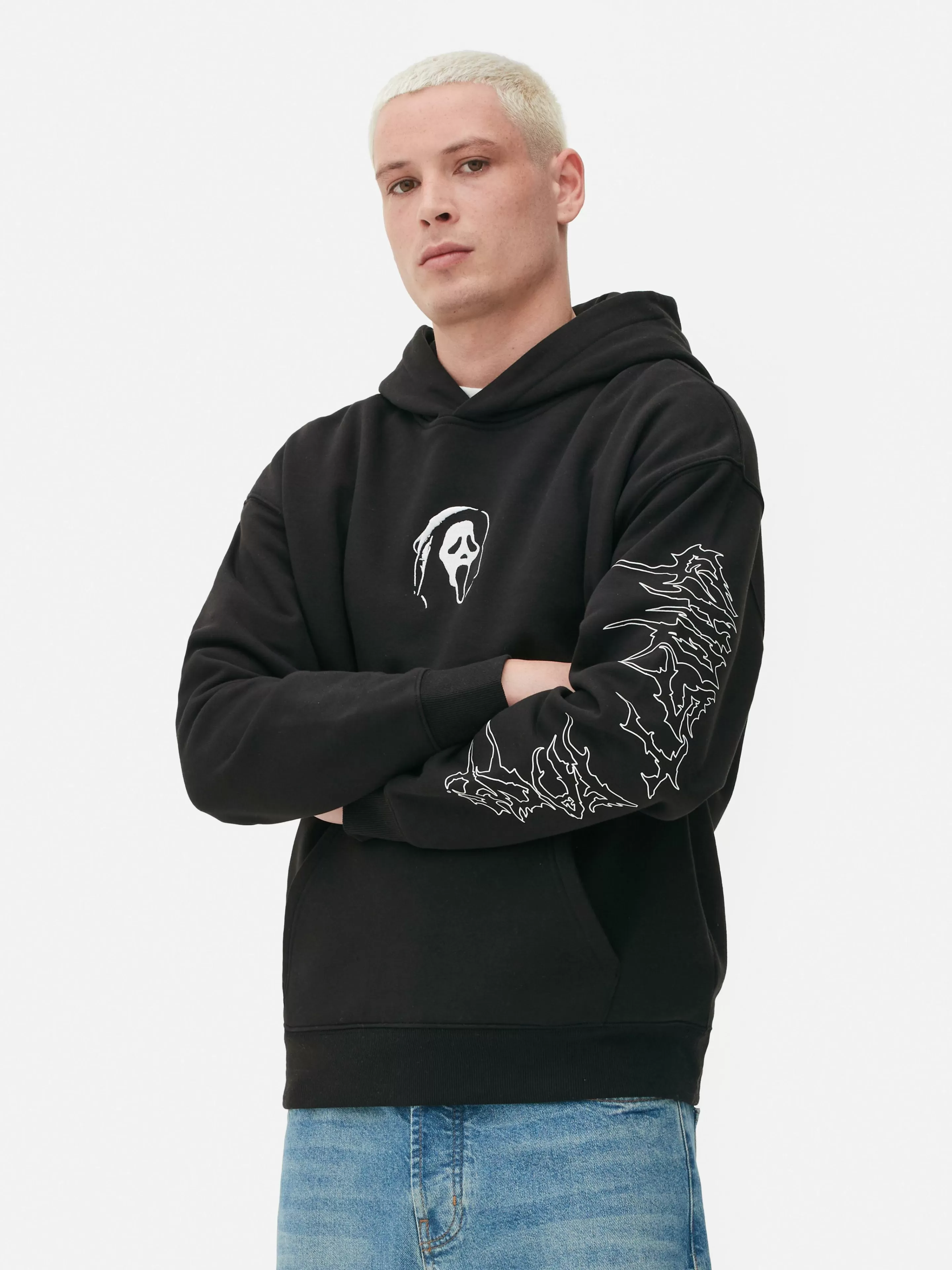 Camisolas E T-Shirts Com Estampado Gráfico | Camisolas Com E Sem Capuz*Primark Camisola Capuz Gráfico Ghostface Gritos Preto