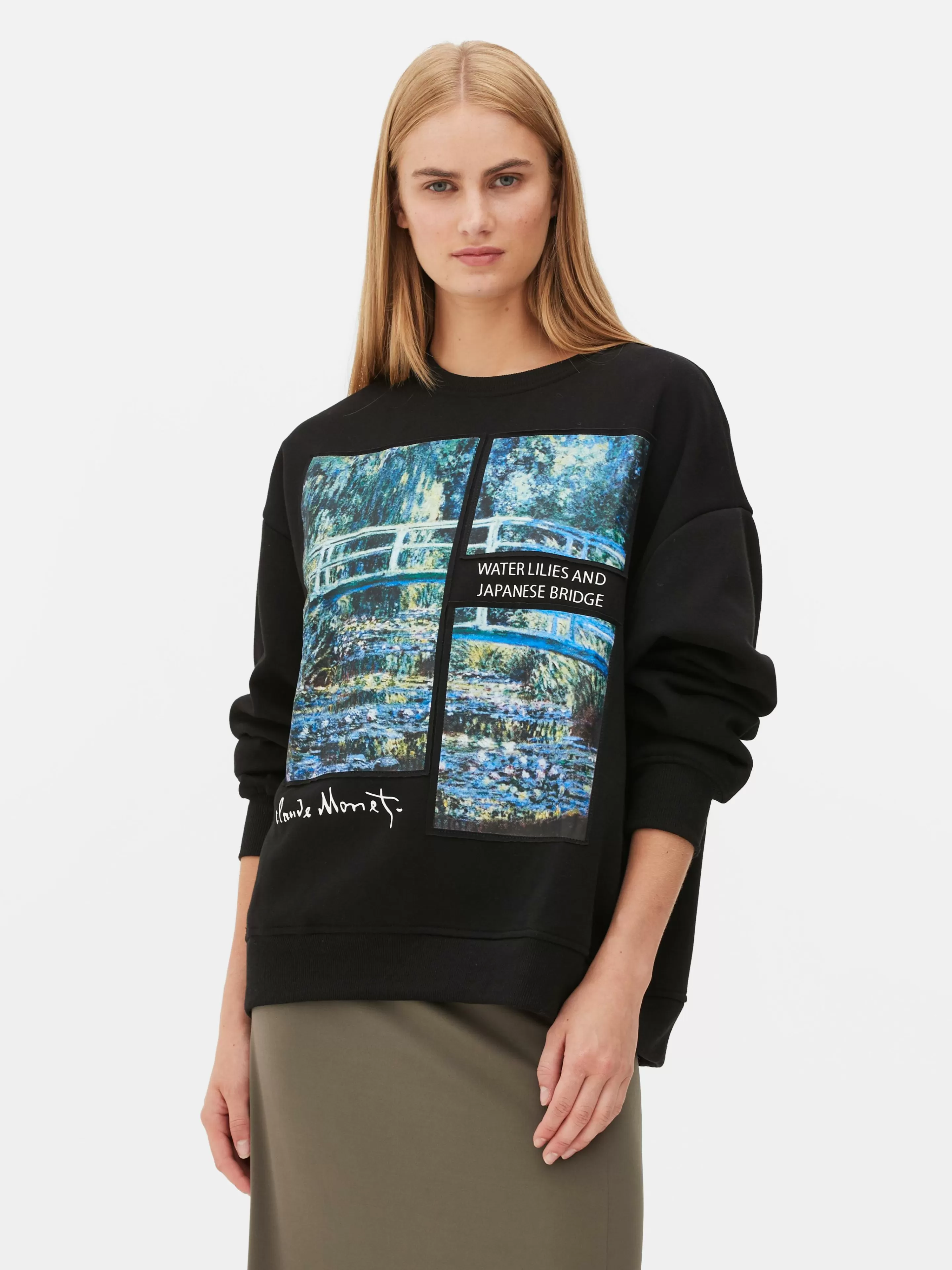 Camisolas Com E Sem Capuz*Primark Camisola Claude Monet Nenúfares Preto