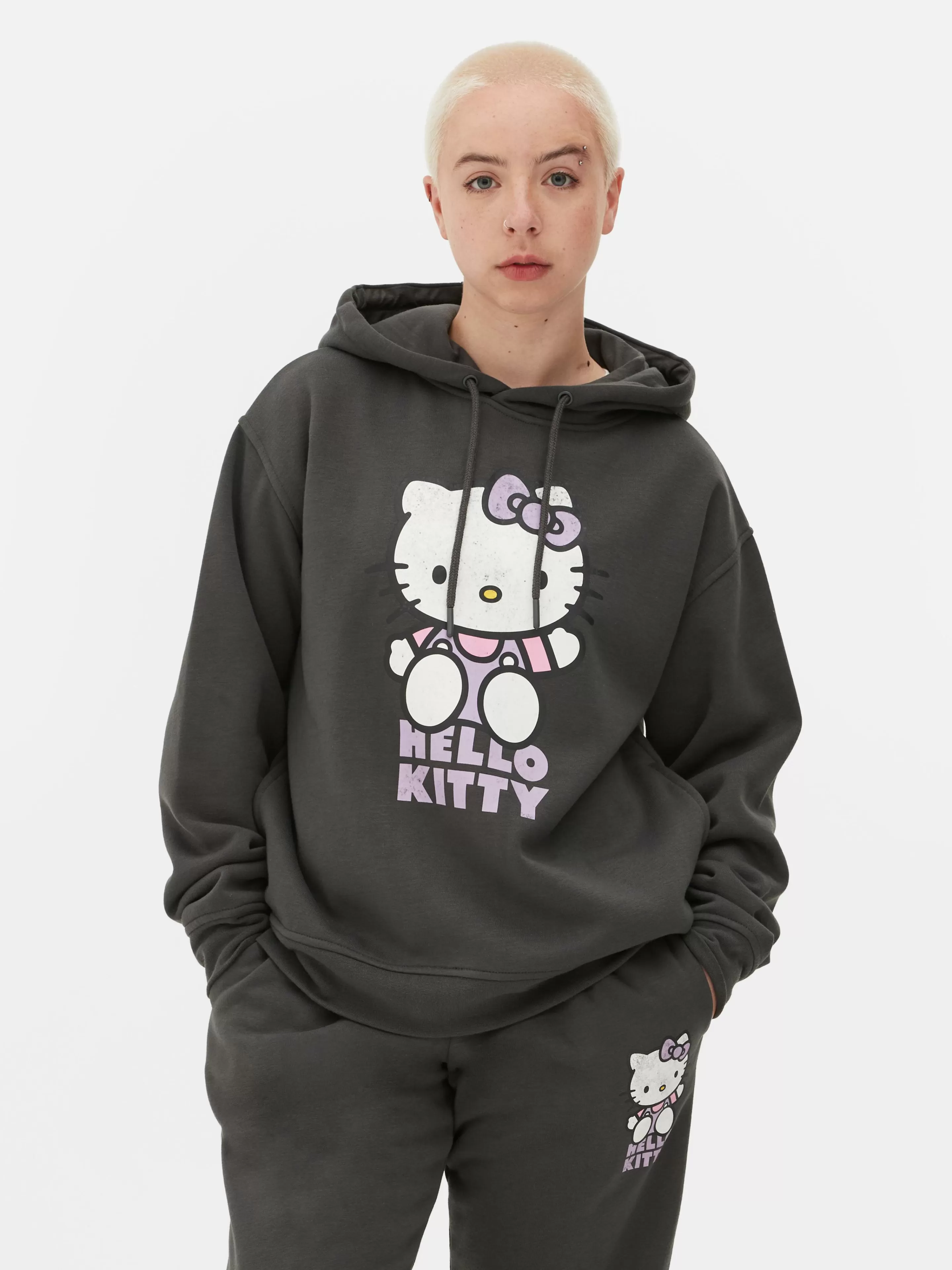 Camisolas Com E Sem Capuz*Primark Camisola Coordenada Capuz Hello Kitty Carvão