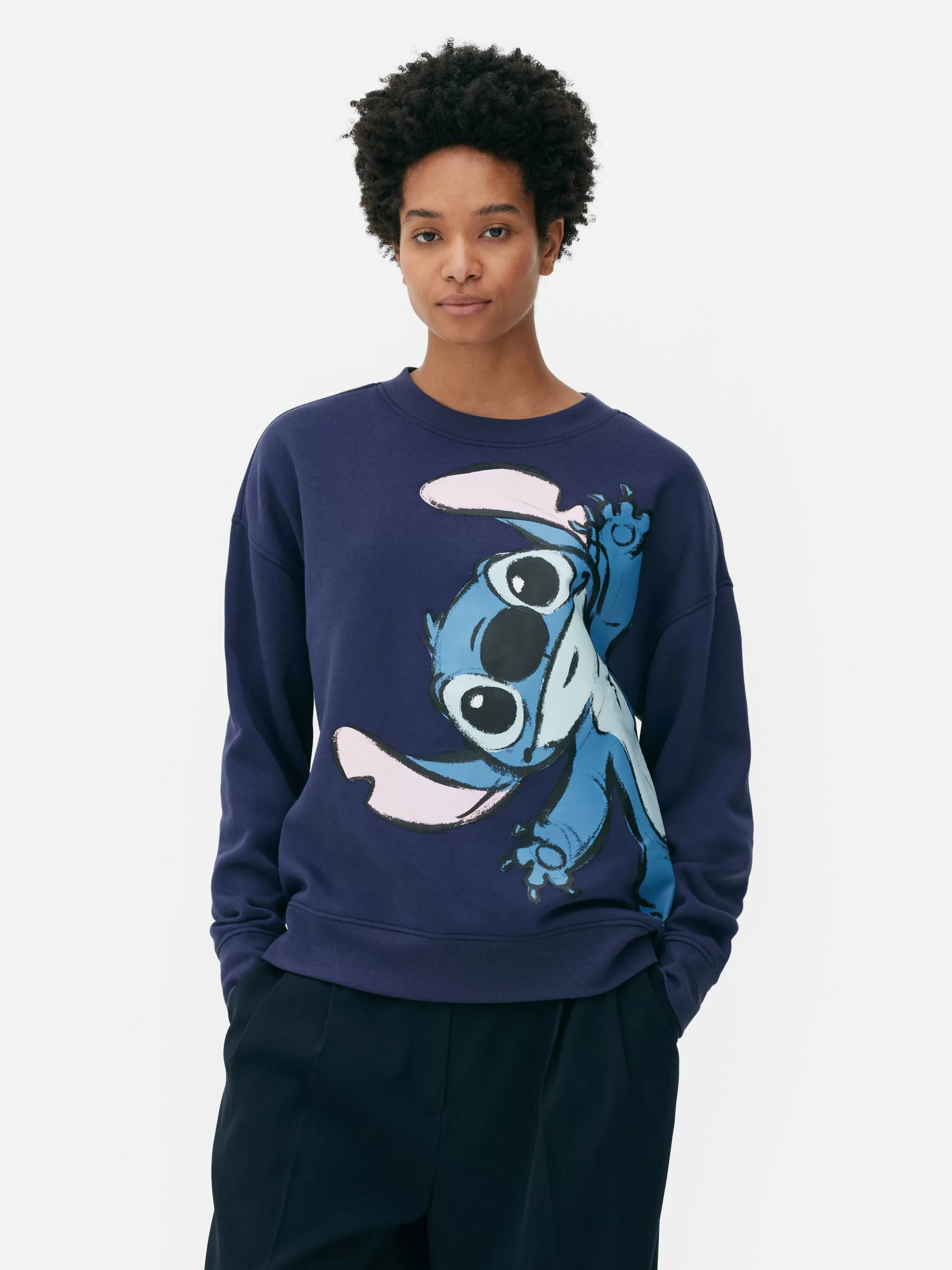 Camisolas Com E Sem Capuz*Primark Camisola Corte Largo Disney Stitch Azul-marinho