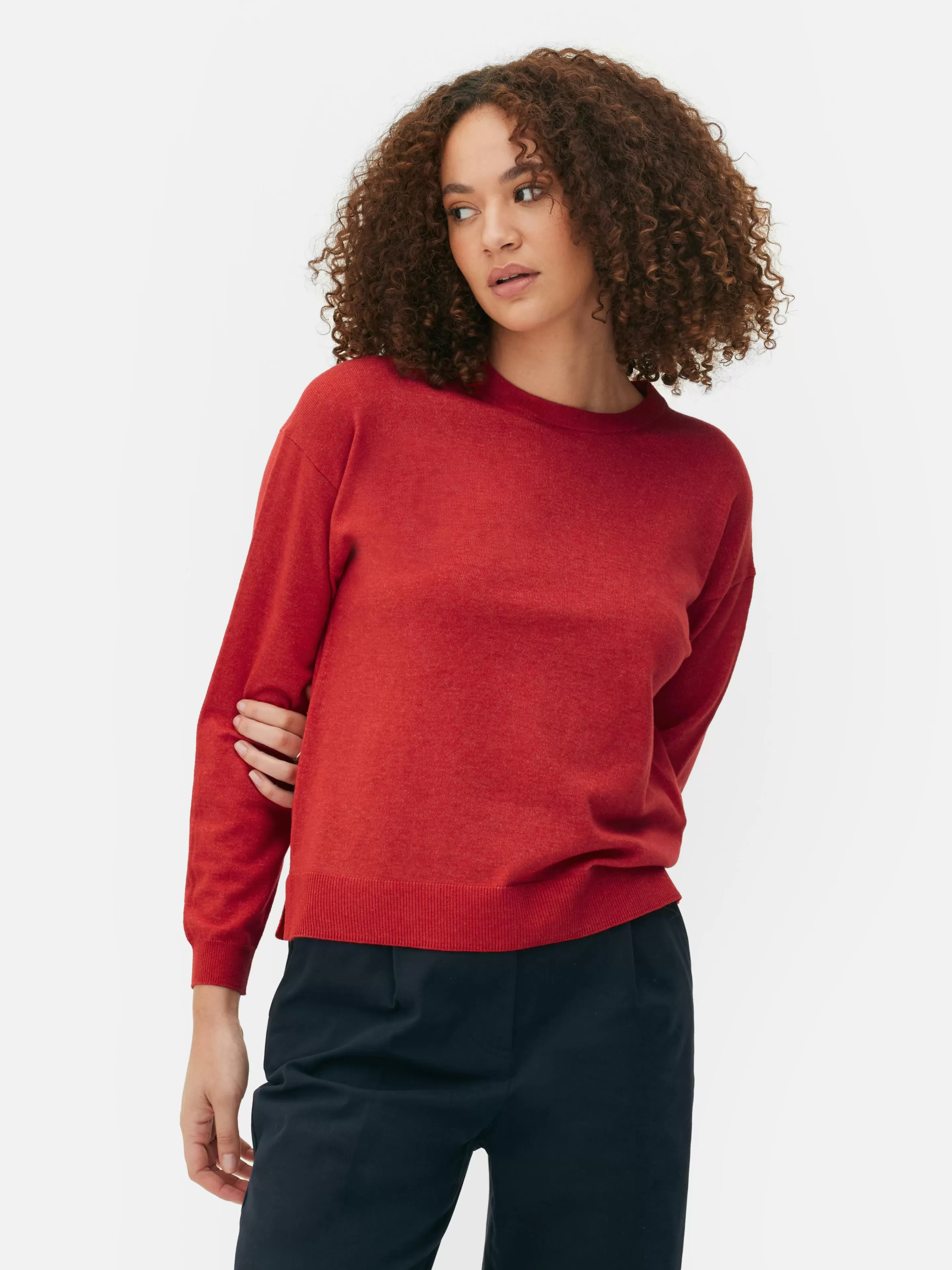 Camisolas E Casacos De Malha*Primark Camisola Gola Redonda Malha Fina Vermelho