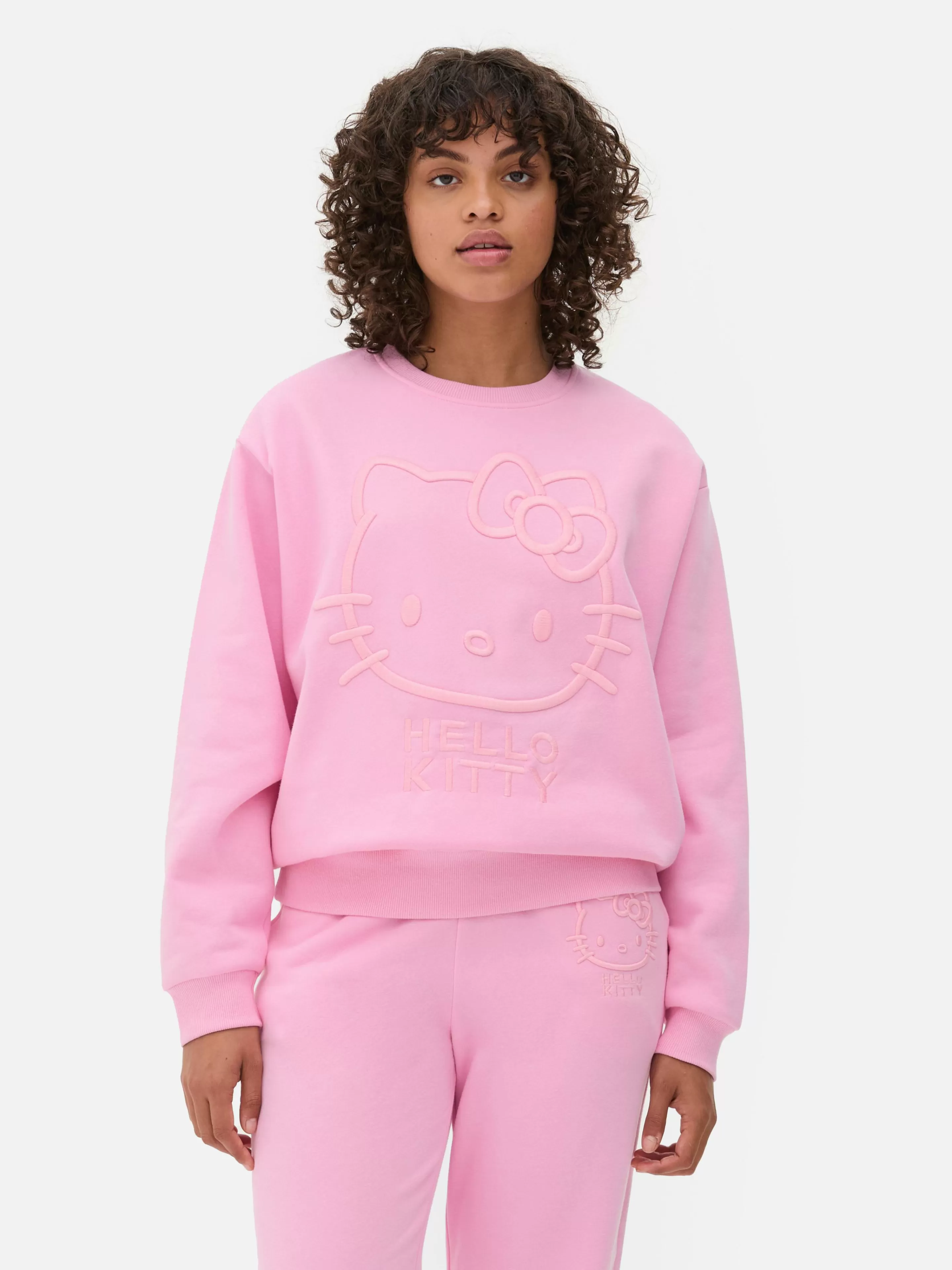 Camisolas Com E Sem Capuz*Primark Camisola Gráfica Bordada Hello Kitty Cor-de-rosa