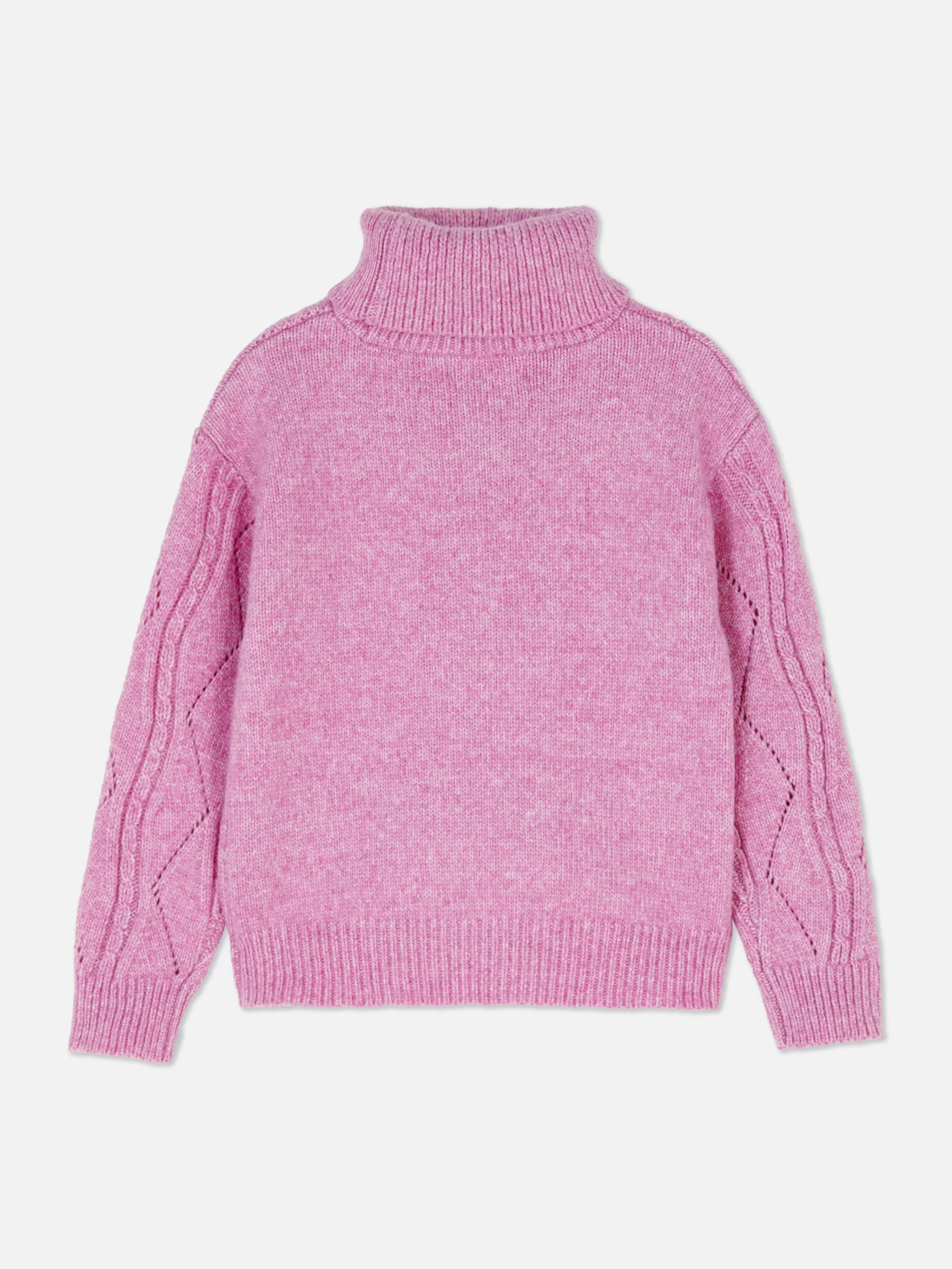 Camisolas E Casacos De Malha*Primark Camisola Malha Gola Alta Cor-de-rosa