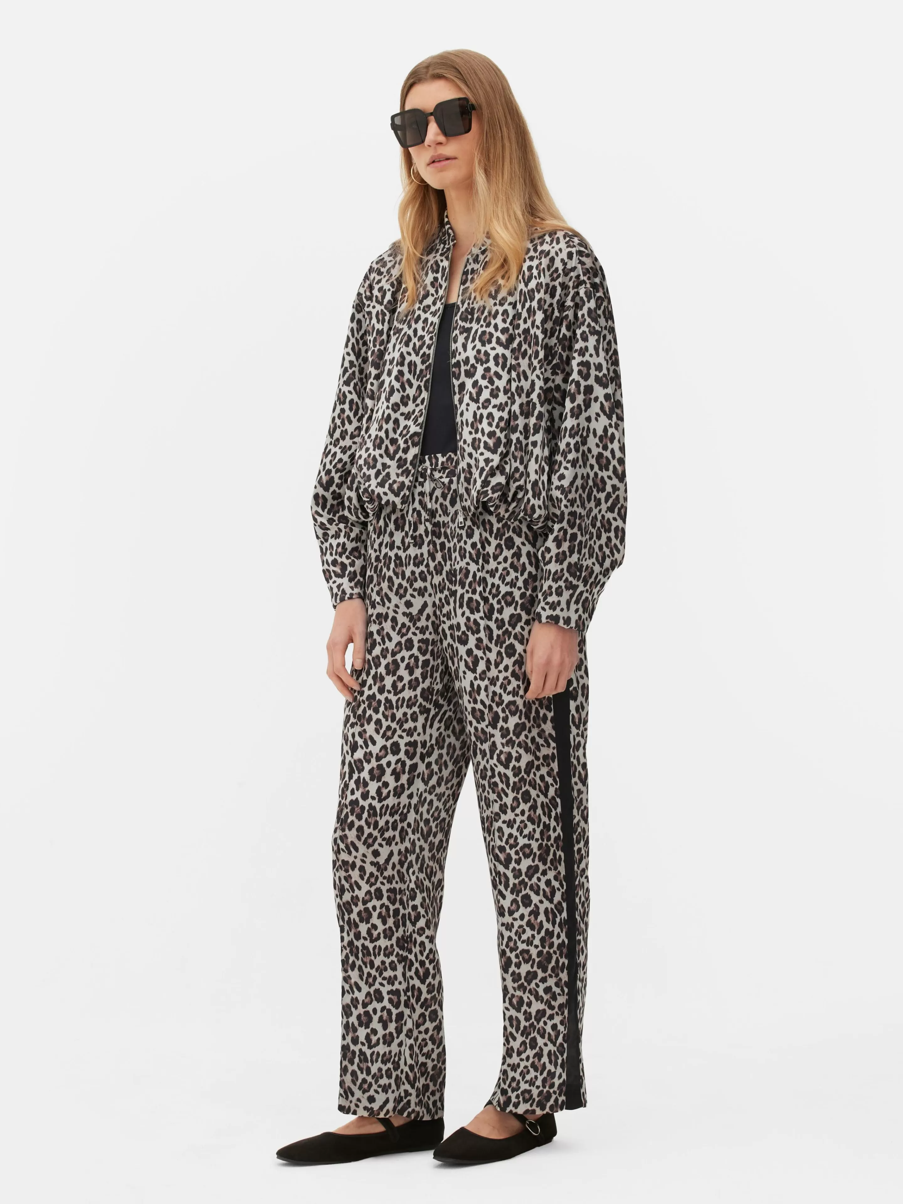 Casacos E Blusões*Primark Casaco Bomber Estampado Leopardo Castanho