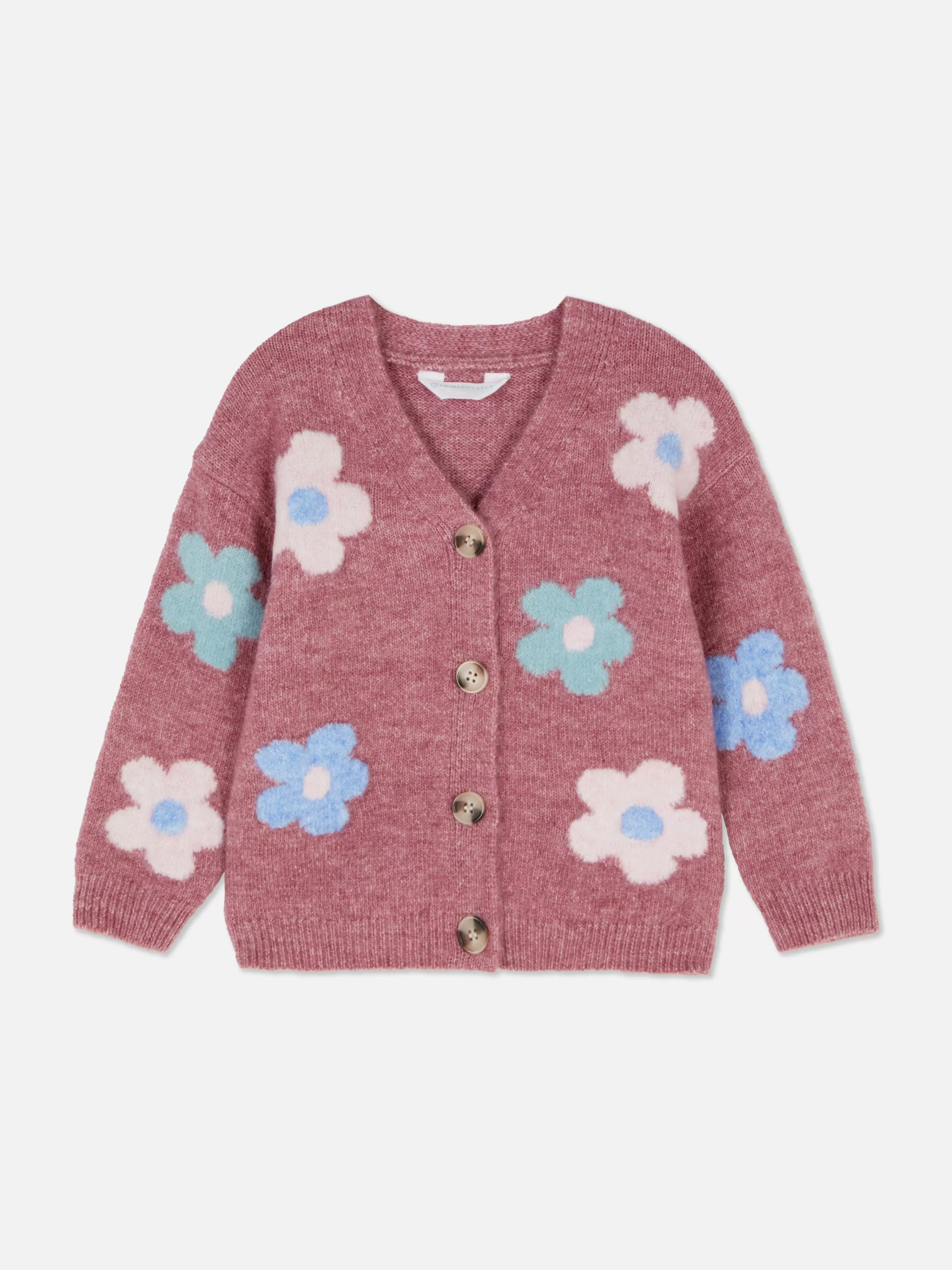 Camisolas E Casacos De Malha*Primark Casaco Malha Padrão Floral Cor-de-rosa