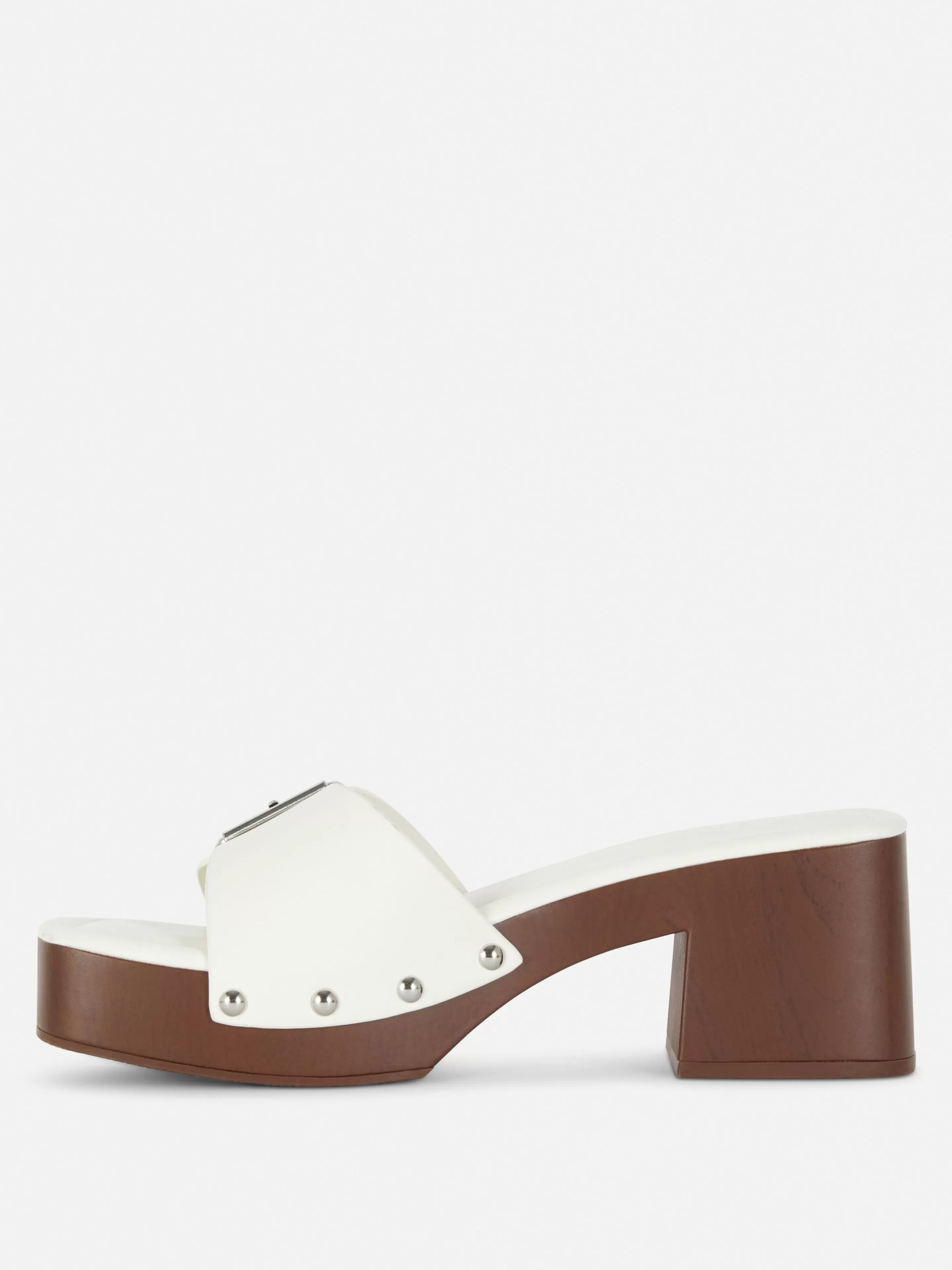 Sapatos De Salto Alto*Primark Chinelos Tipo Socas Tacão Rita Ora Branco