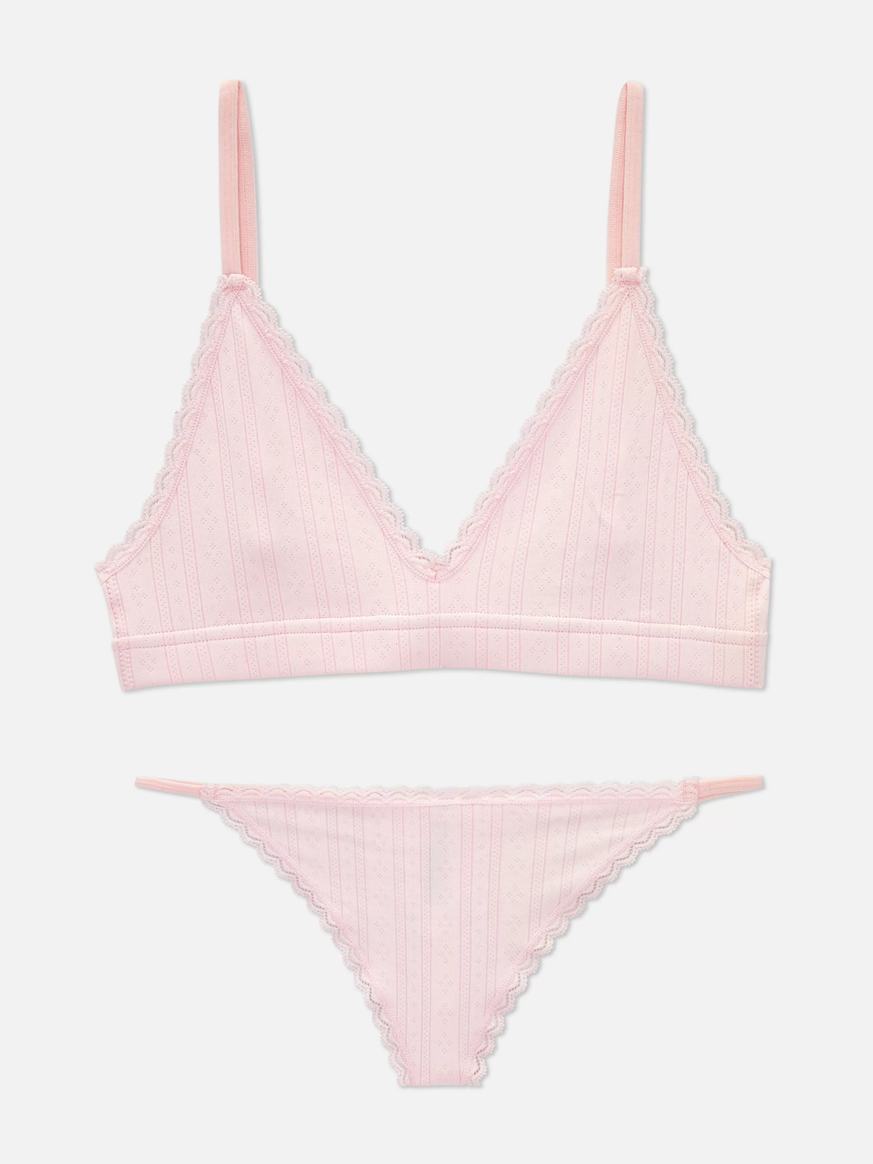 Conjuntos De Lingerie*Primark Conjunto Bralette Triângulo/tanga S/ Costuras Rosa-claro