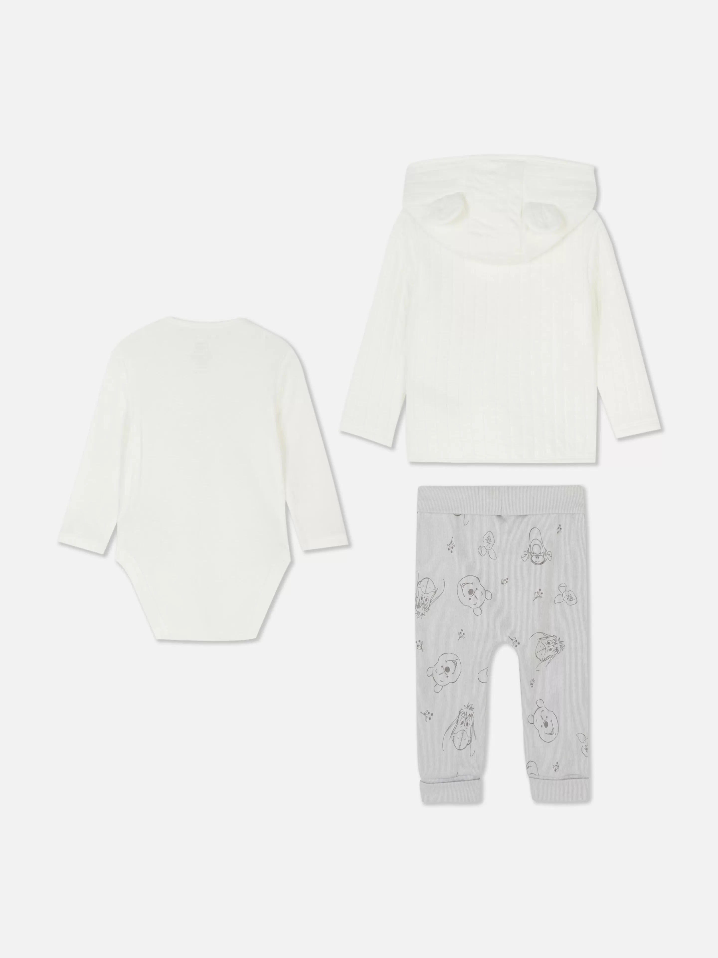 Conjuntos E Visuais*Primark Conjunto Casaco, Body E Leggings Disney Winnie The Pooh Branco