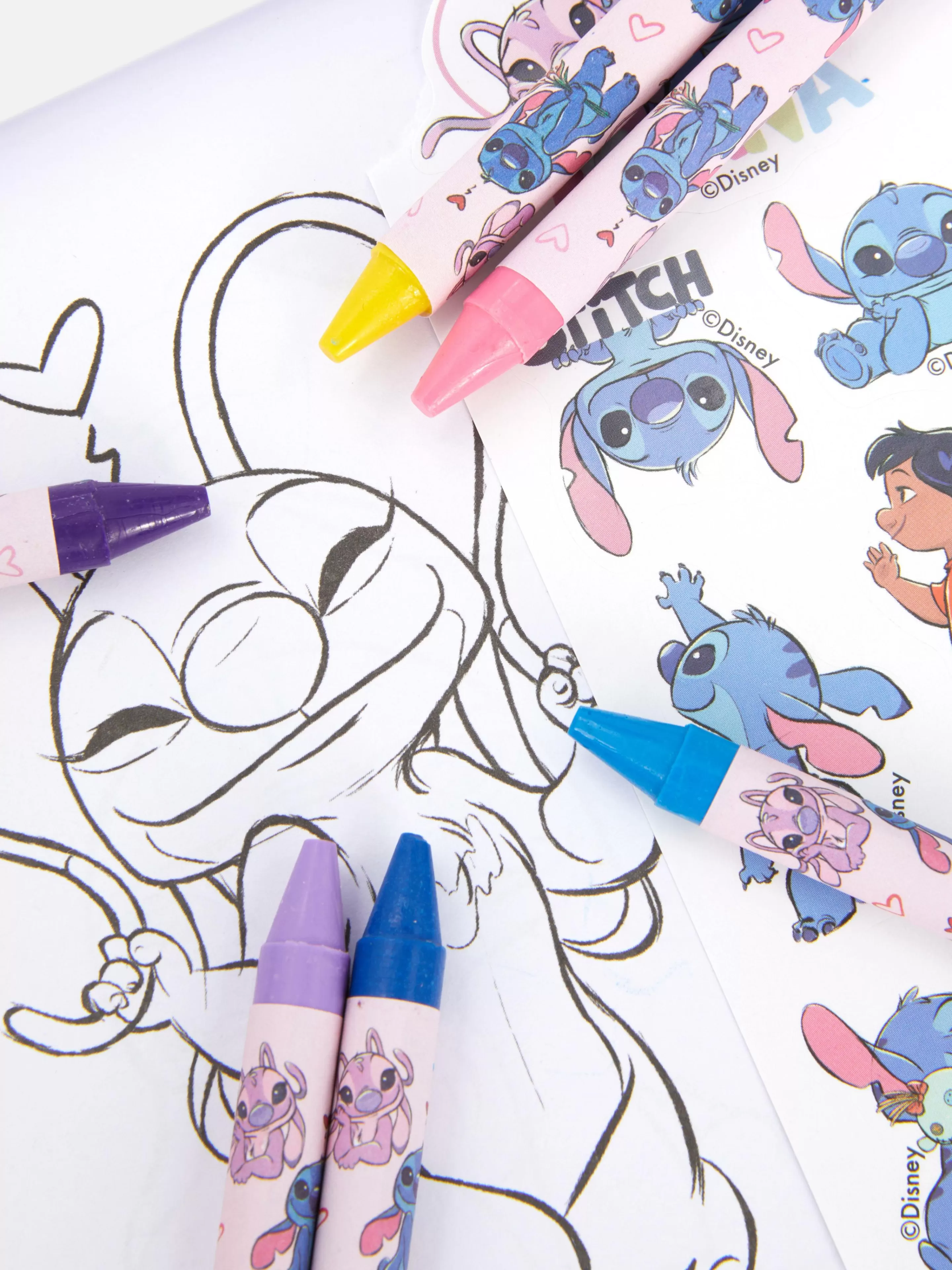 Trabalhos Manuais*Primark Conjunto Colorir Portátil Disney Stitch And Angel Azul