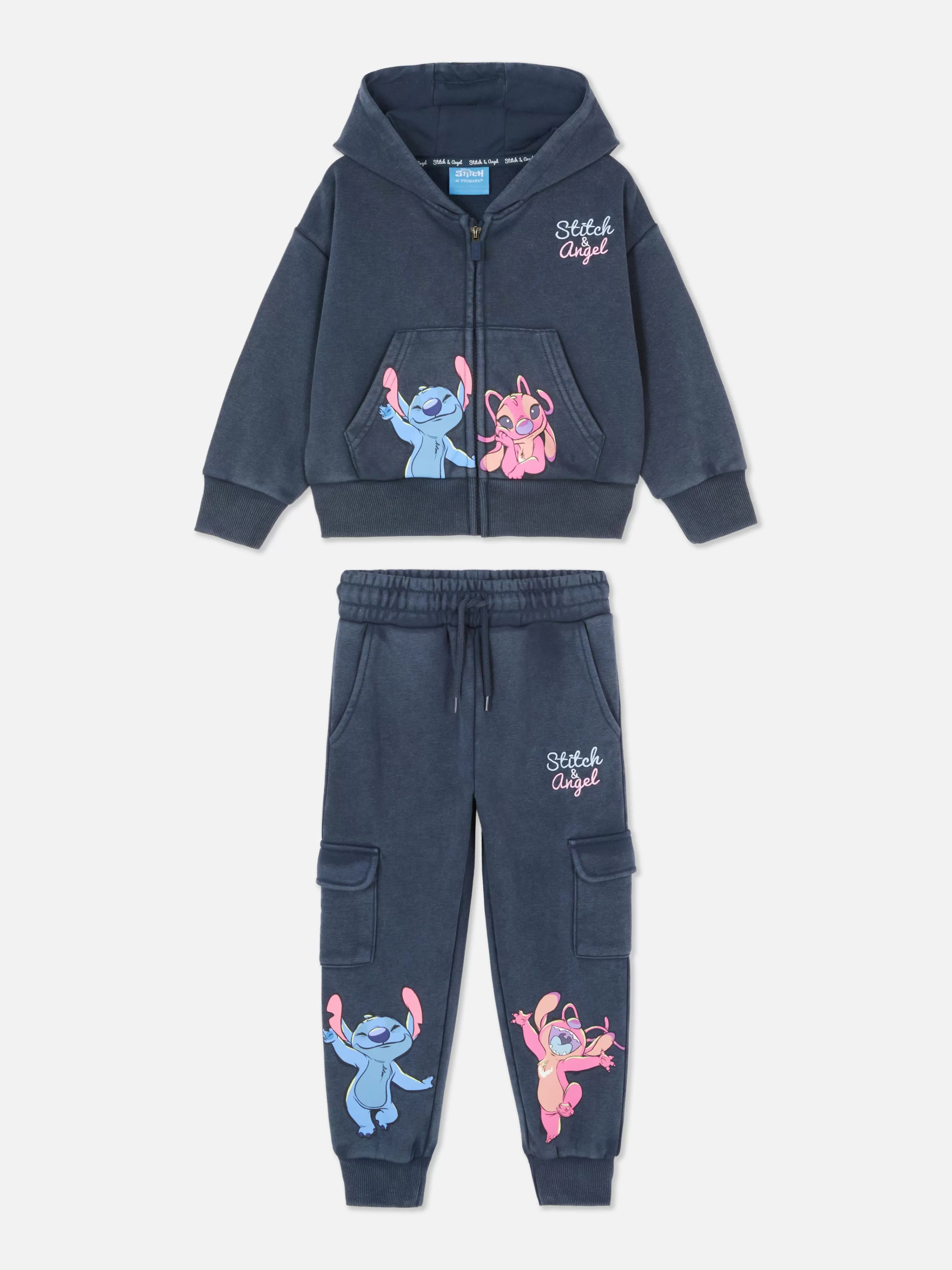 Conjuntos E Visuais*Primark Conjunto Coordenado Casaco Capuz E Calças Treino Disney Stitch Carvão