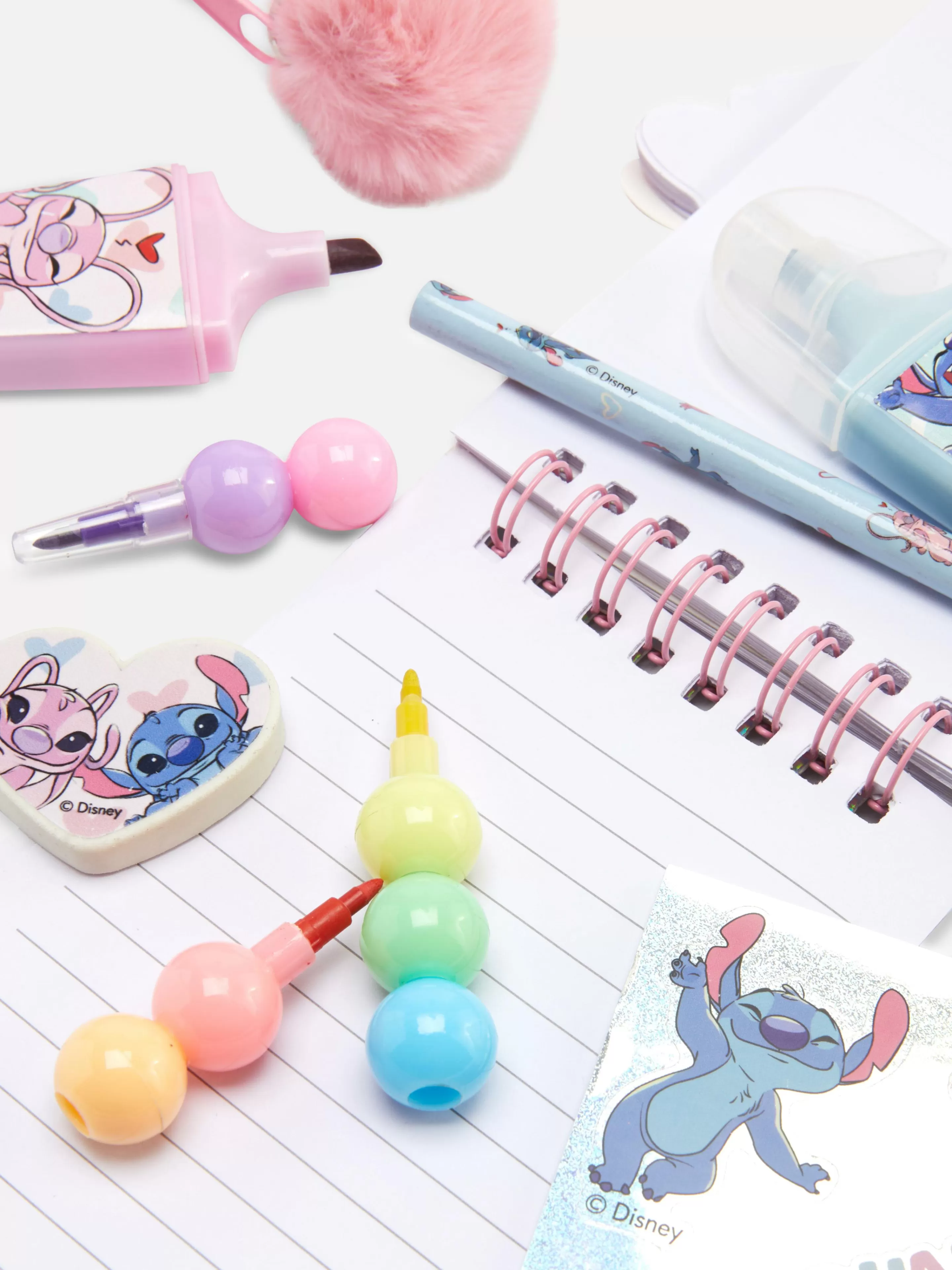 Blocos De Notas*Primark Conjunto Escrita Disney Stitch Angel Cor-de-rosa