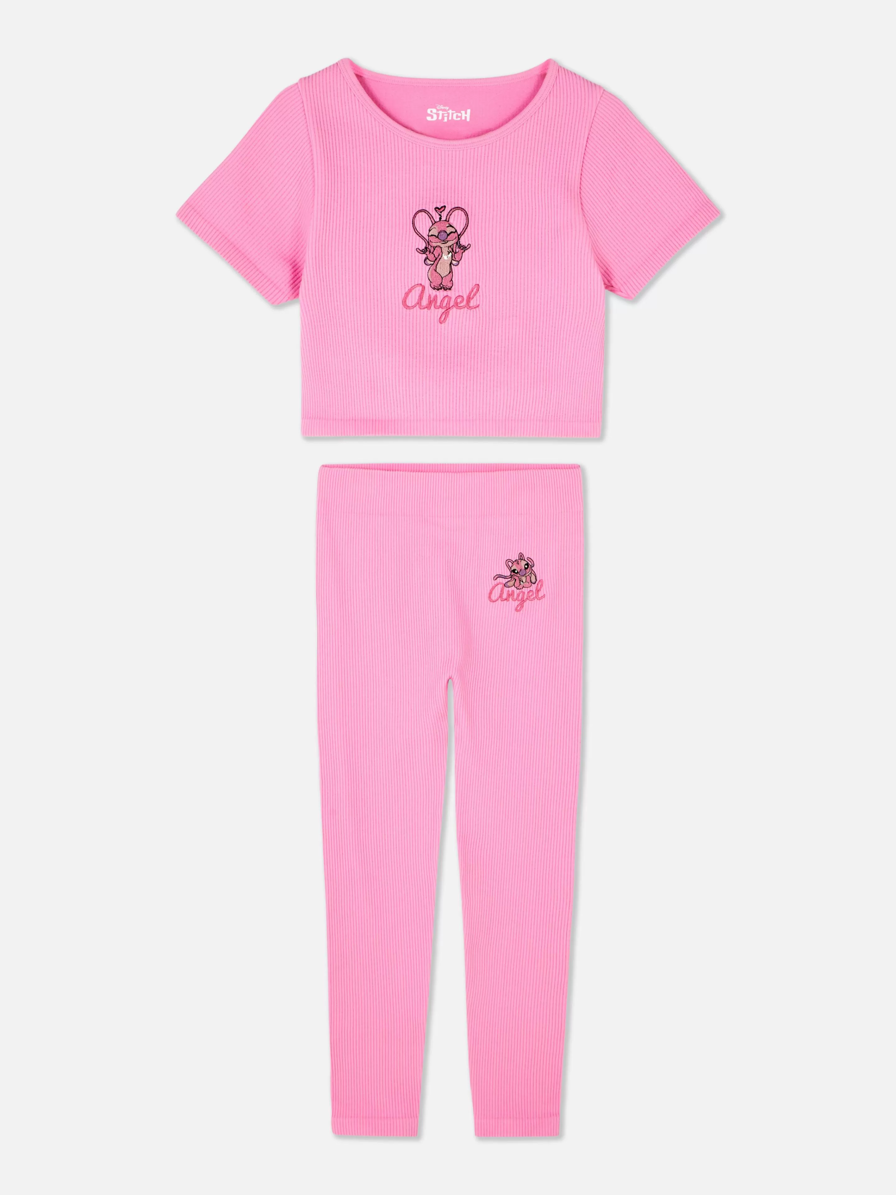 Pijamas E Roupa De Dormir*Primark Conjunto Lazer Canelado Disney Angel Cor-de-rosa