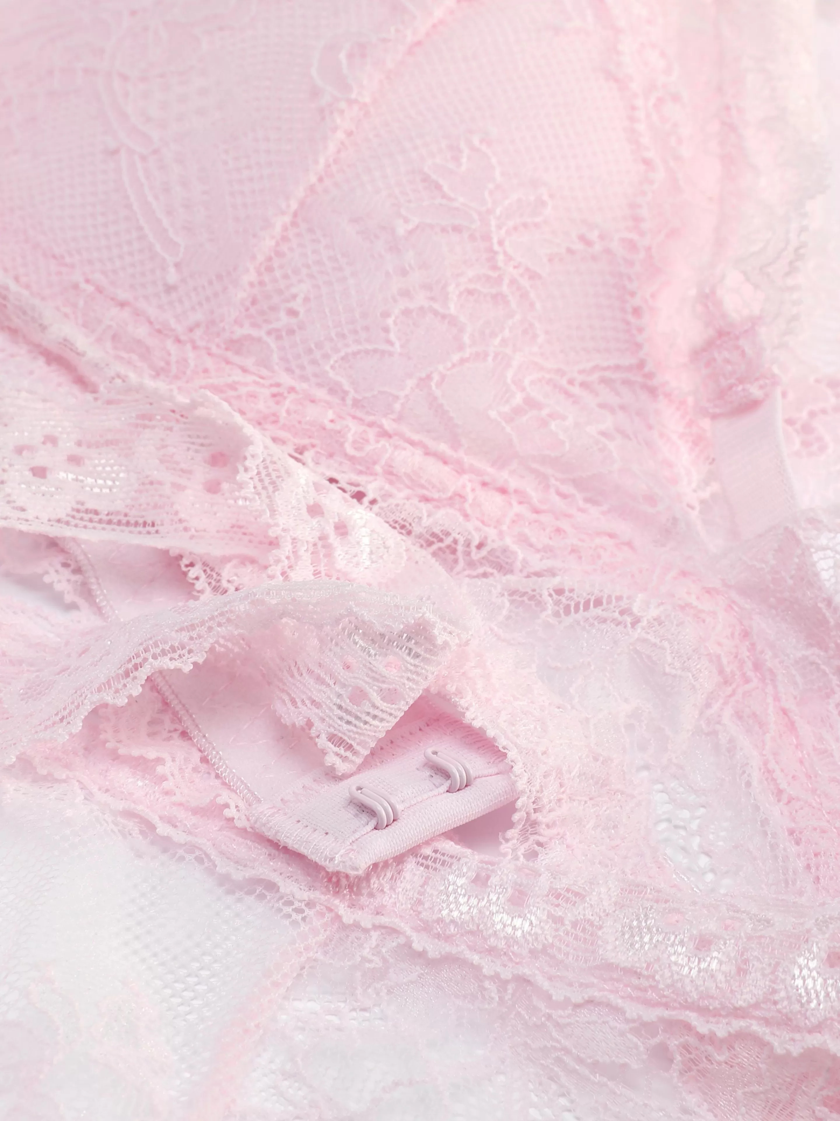 Conjuntos De Lingerie*Primark Conjunto Sutiã Bralette Triângulo/tanga Renda Rosa-claro