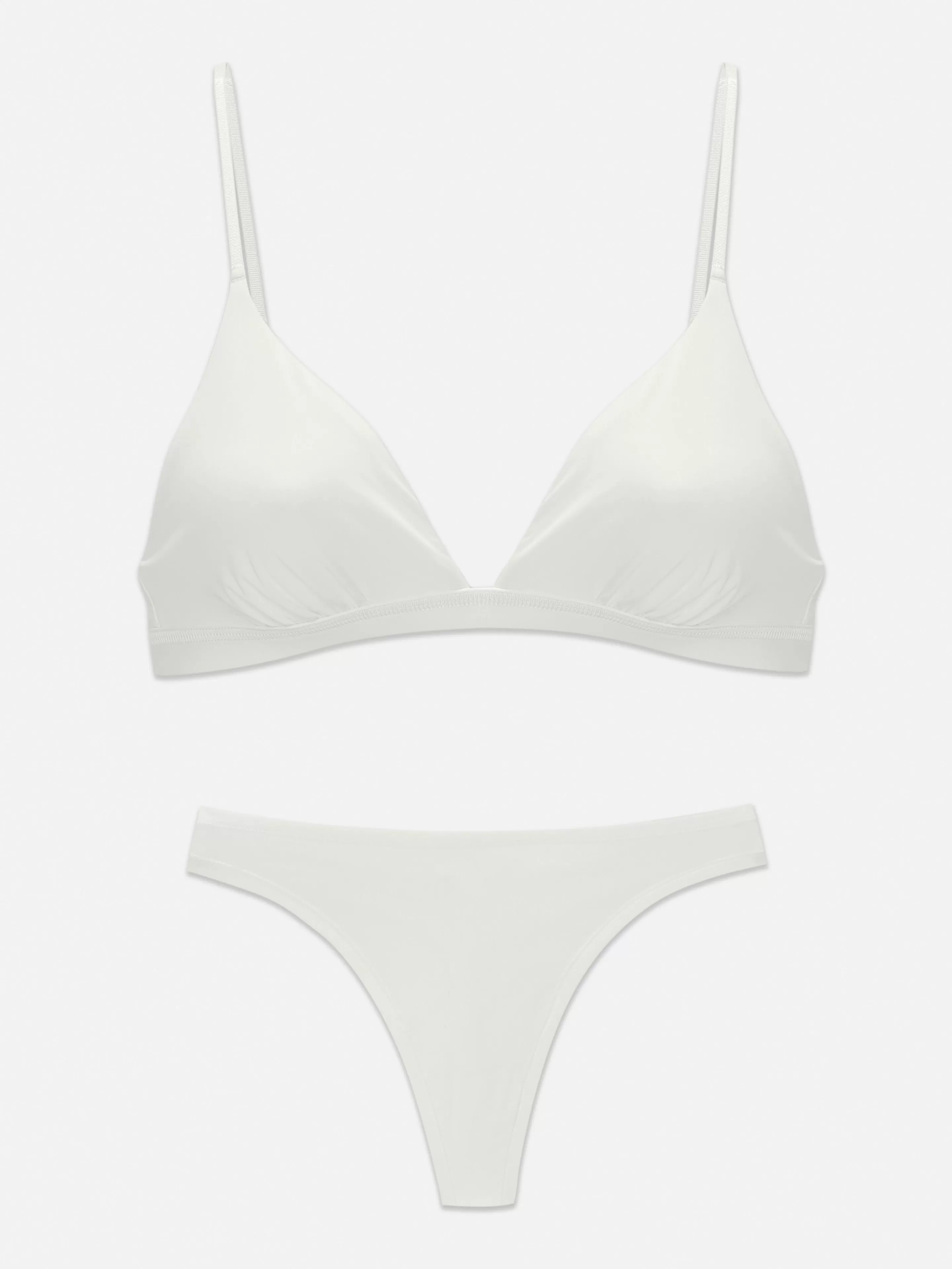 Conjuntos De Lingerie*Primark Conjunto Sutiã/tanga Triângulo Microfibra Branco